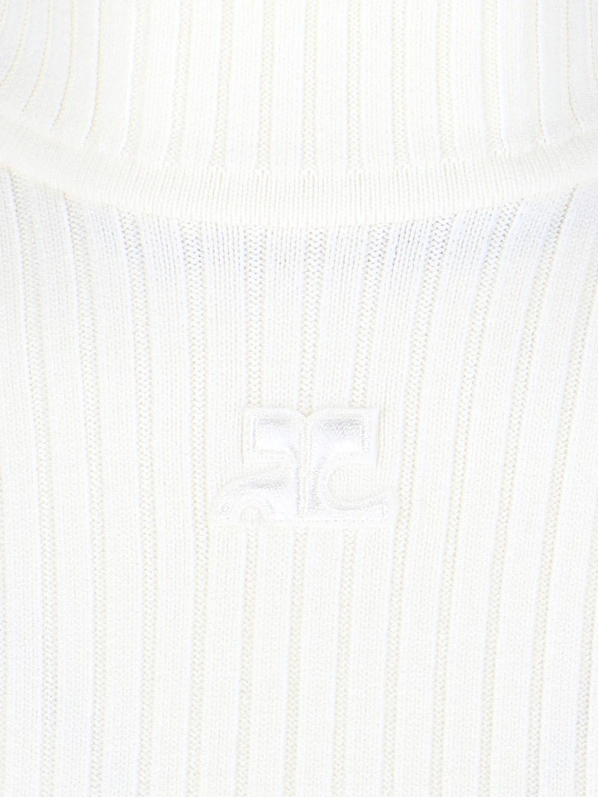 Shop Courrèges Logo Ribbed Top In Heritage White