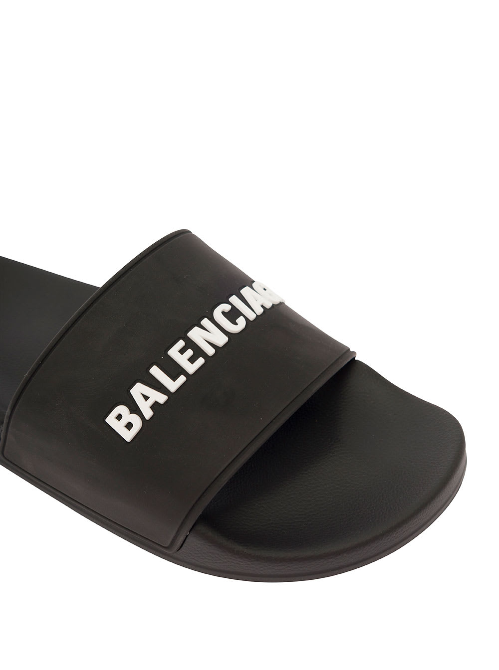 Shop Balenciaga Black Slide Sandals In Rubber Man