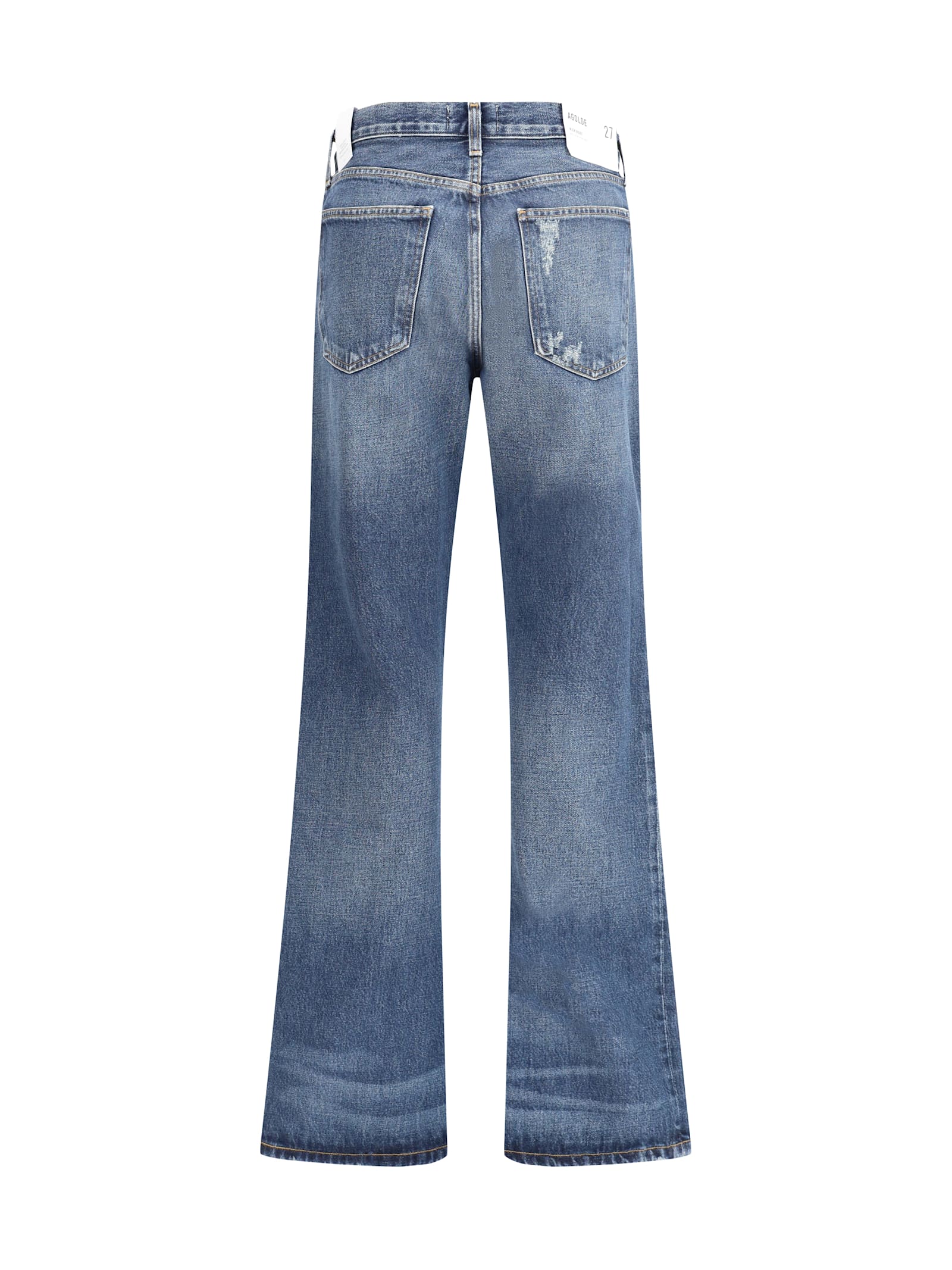 Agolde Kick Boot Jeans Stencil Color Mid Rise In Blue