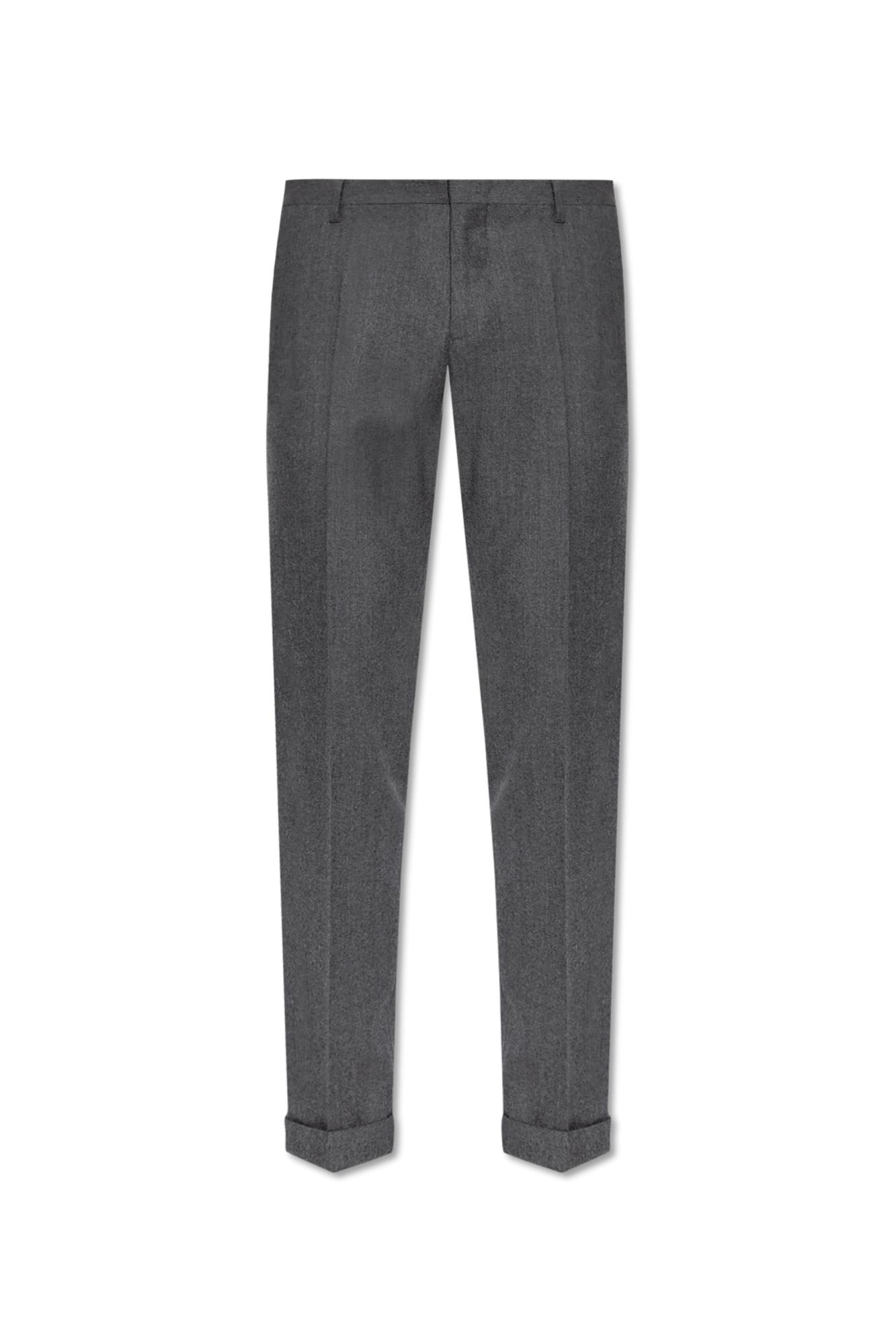 Shop Paul Smith Pants With Tapered Legs In Grey