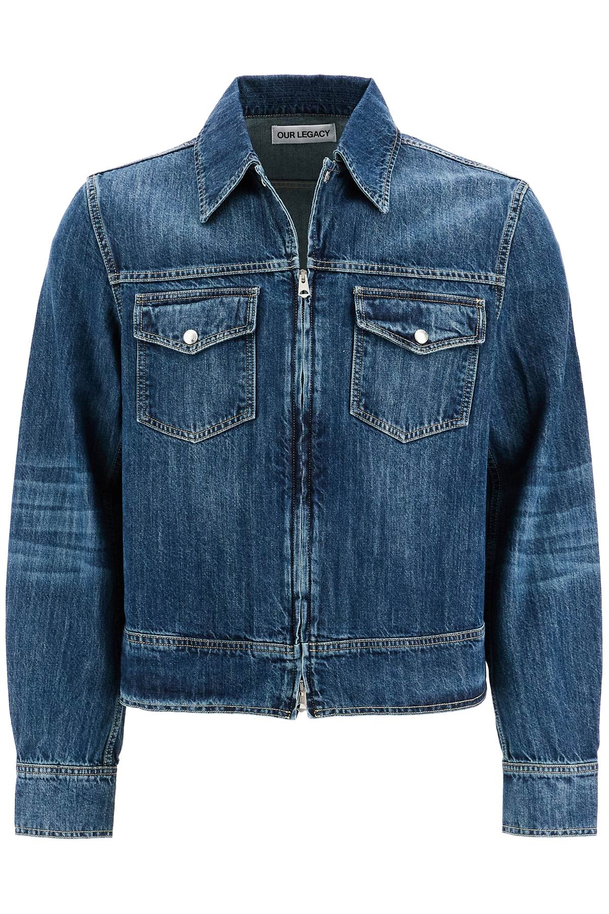 Shop Our Legacy Denim Trucker Jacket For In Vintage Denim (blue)