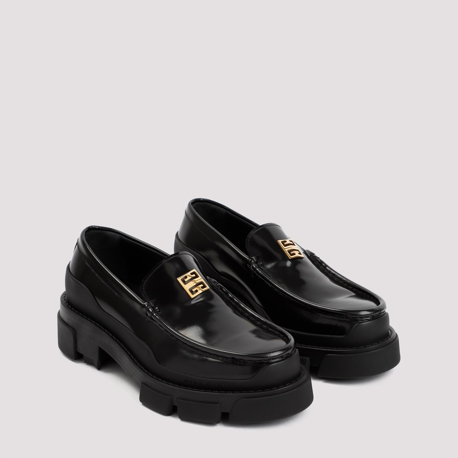 Shop Givenchy 4g Terra Leather Loafers In Black