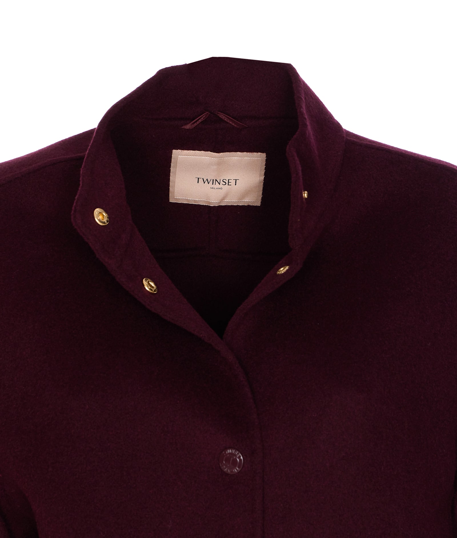 Twinset Snap-button Crew-neck Jacket In Purple