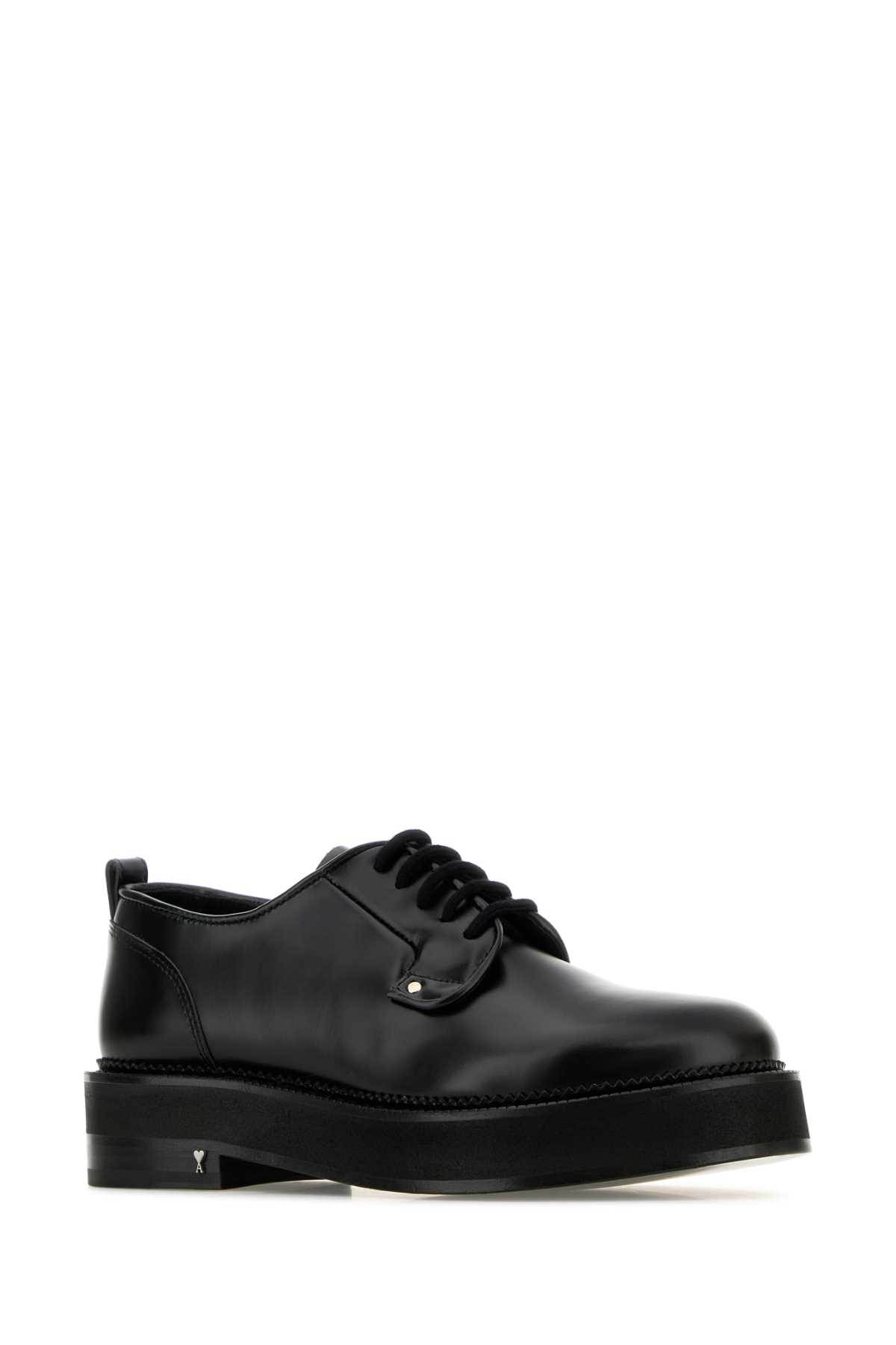 Shop Ami Alexandre Mattiussi Black Leather Lace-up Shoes