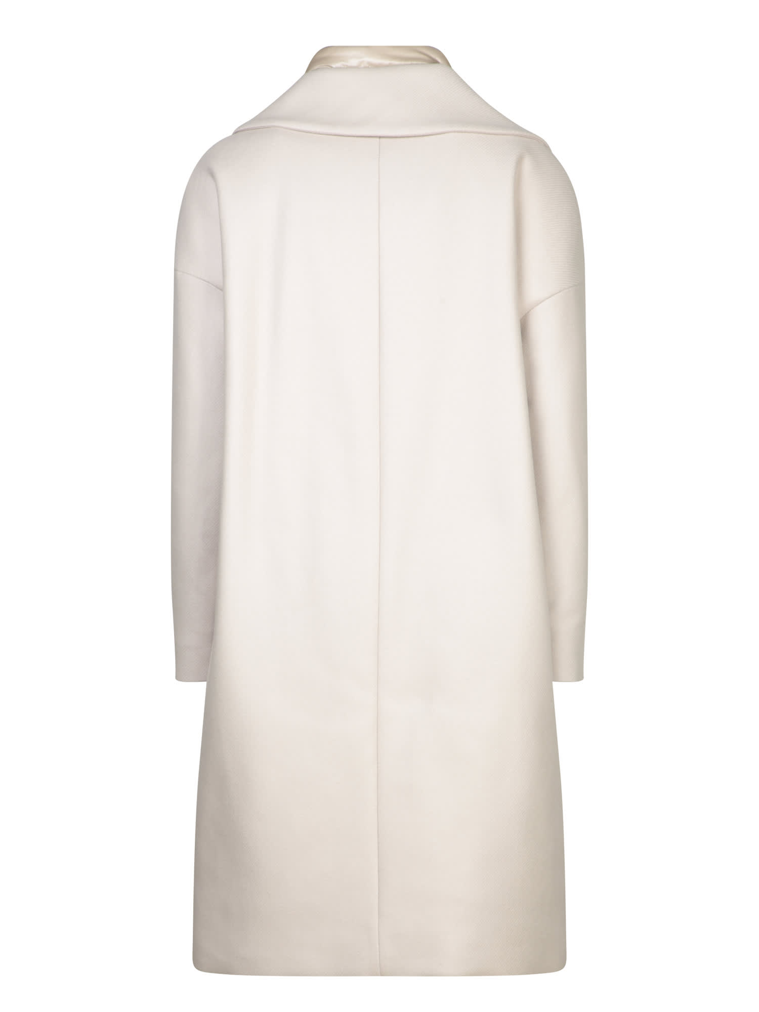 Shop Herno Ivory Coat With Bib In Beige