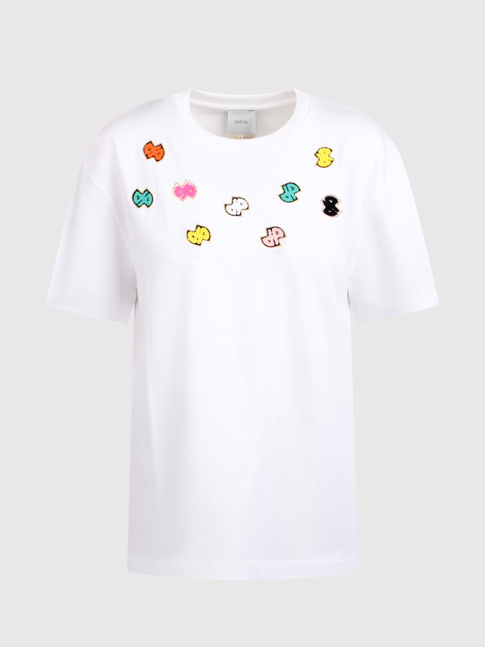 Shop Patou Cotton T-shirt With Colorful Embroidered Logos