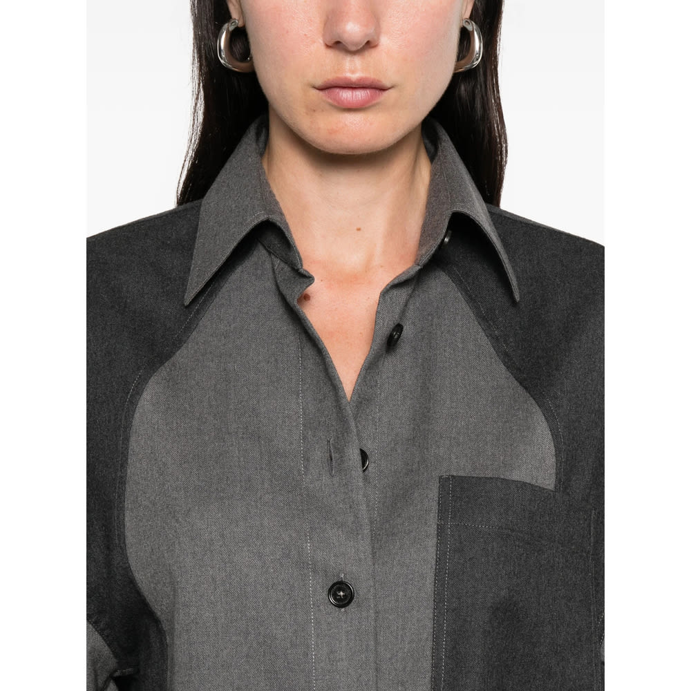Stella Mccartney Panelled Oversized Shirt In Gray