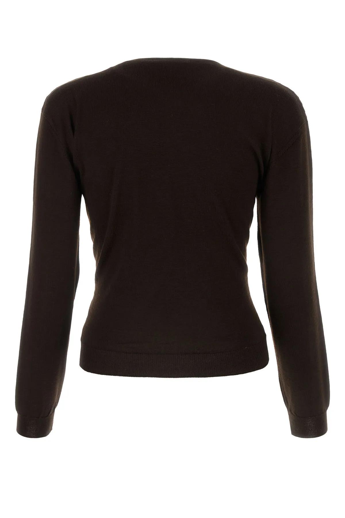 Shop Lemaire Dark Brown Wool Blend Sweater In Pecan Brown