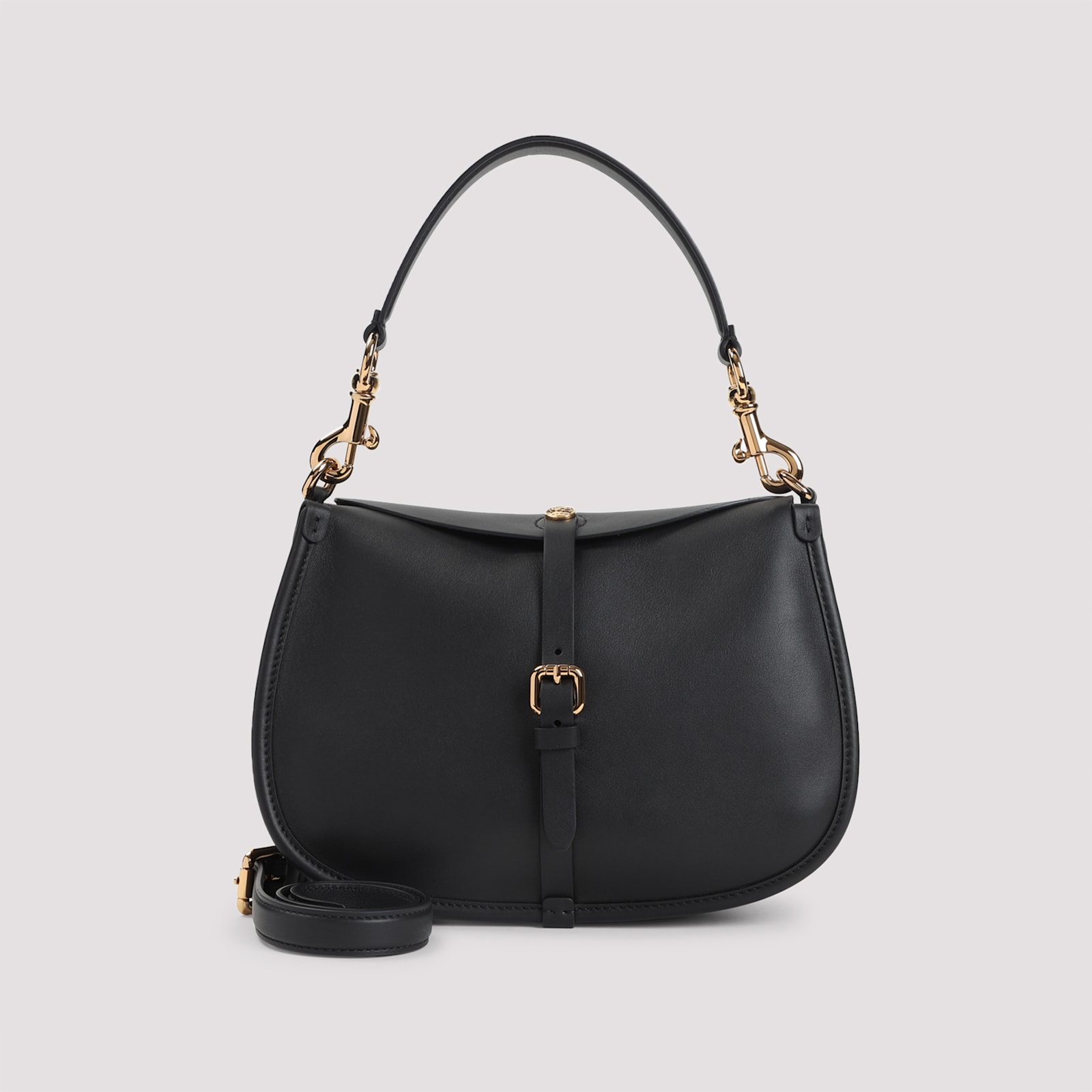 Etro Buckle-fastening Extra-large Leather Shoulder Bag In Black