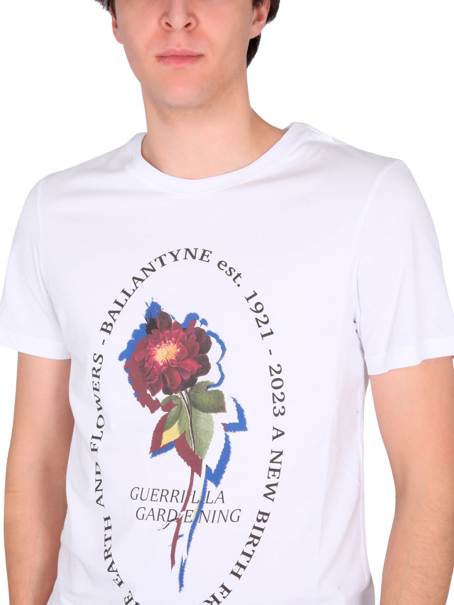 Ballantyne Graphic Print Crewneck T-shirt In White
