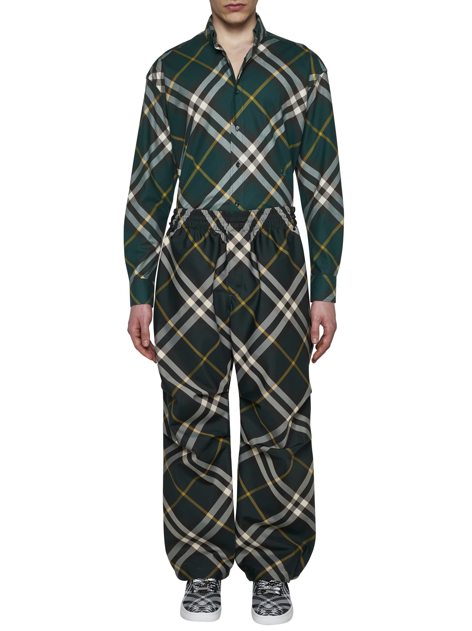 Shop Burberry Pants In Ivy Ip Check