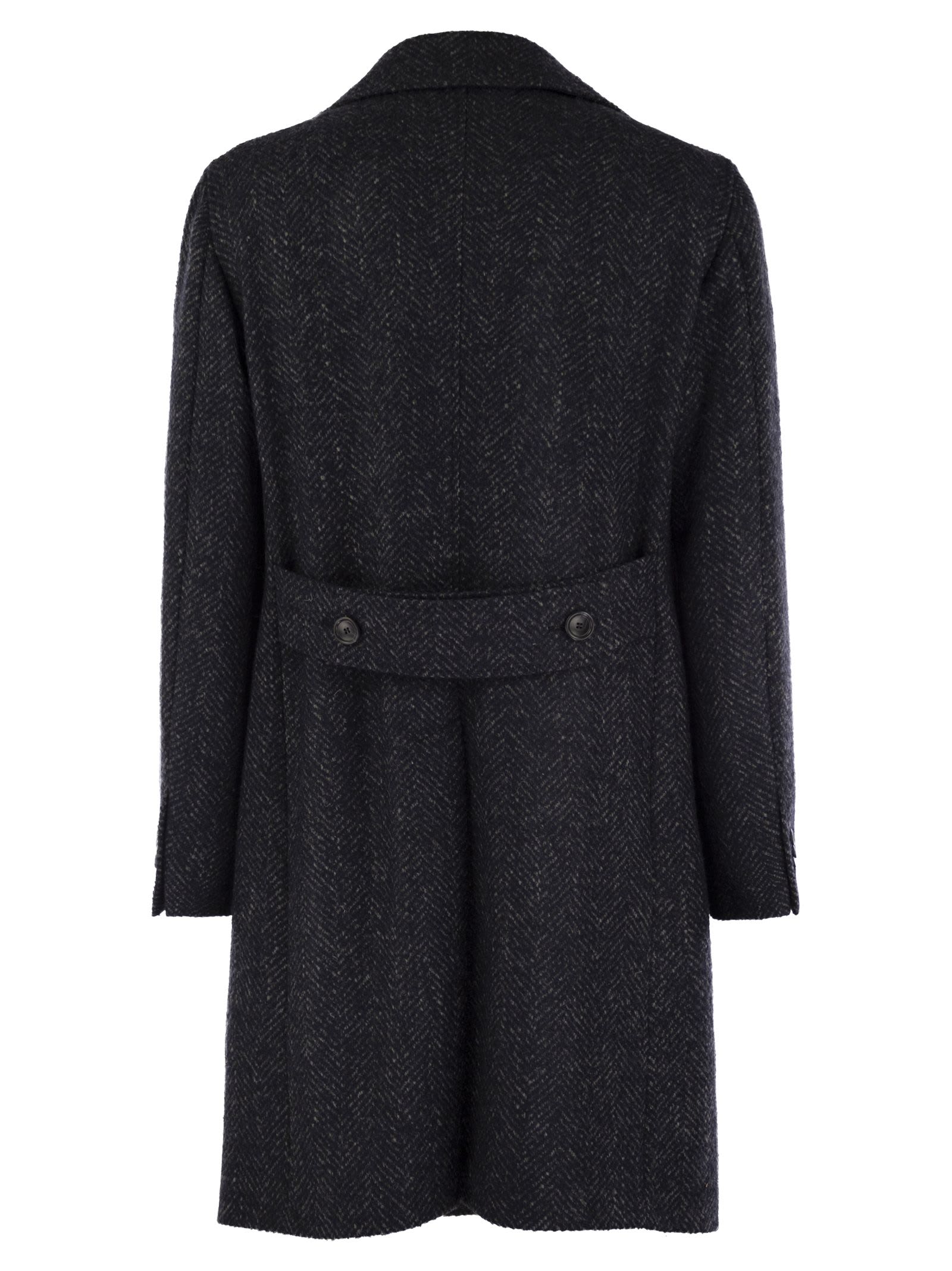 Shop Tagliatore Herringbone Double-breasted Coat In Blue