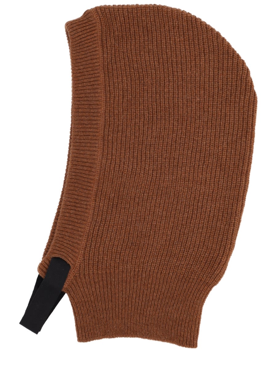 Margaret Howell Cozy Knitted Ribbed Texture Hat In Brown