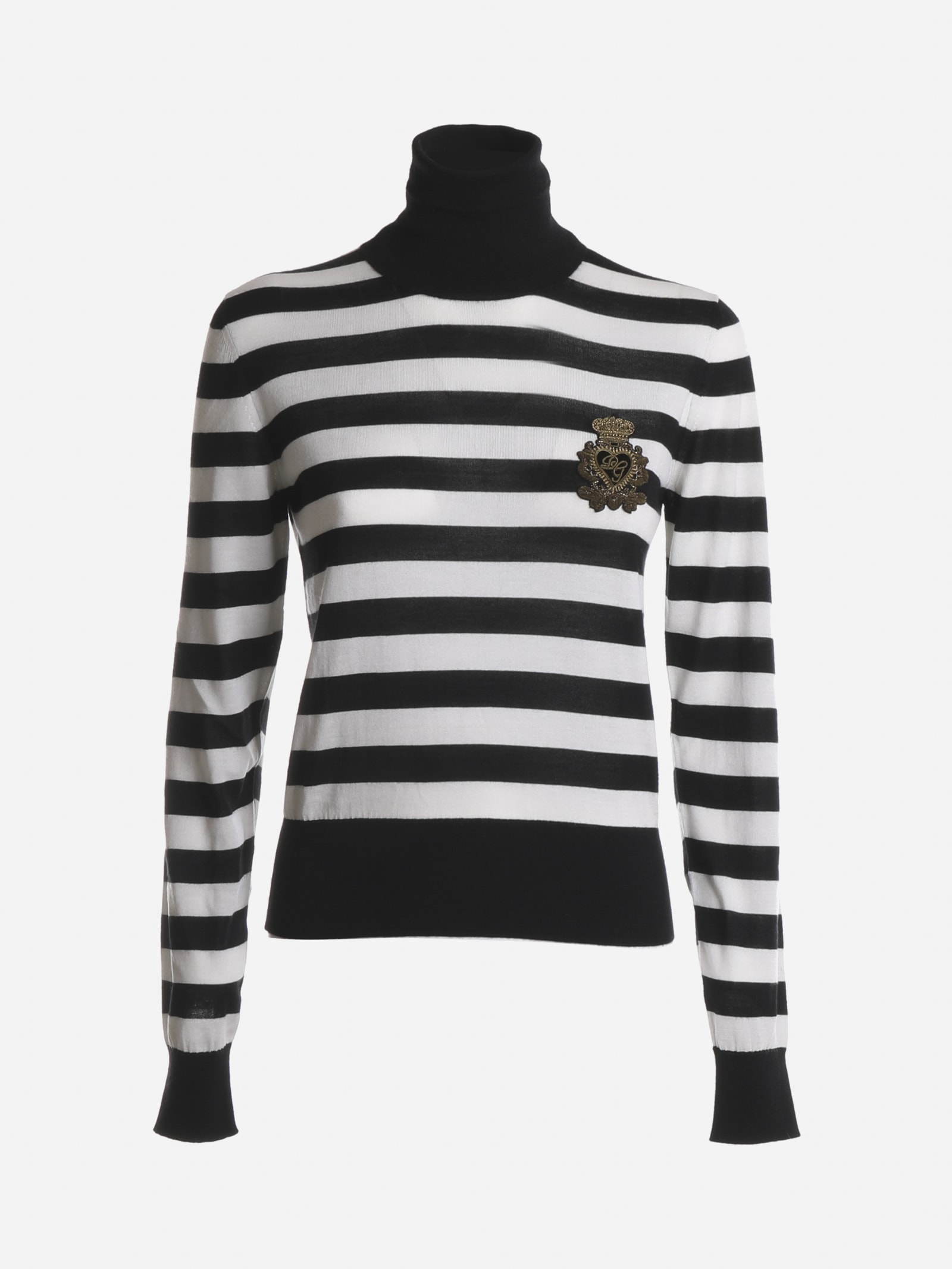 Dolce & Gabbana Sweater With Logo With Horizontal Stripe Pattern