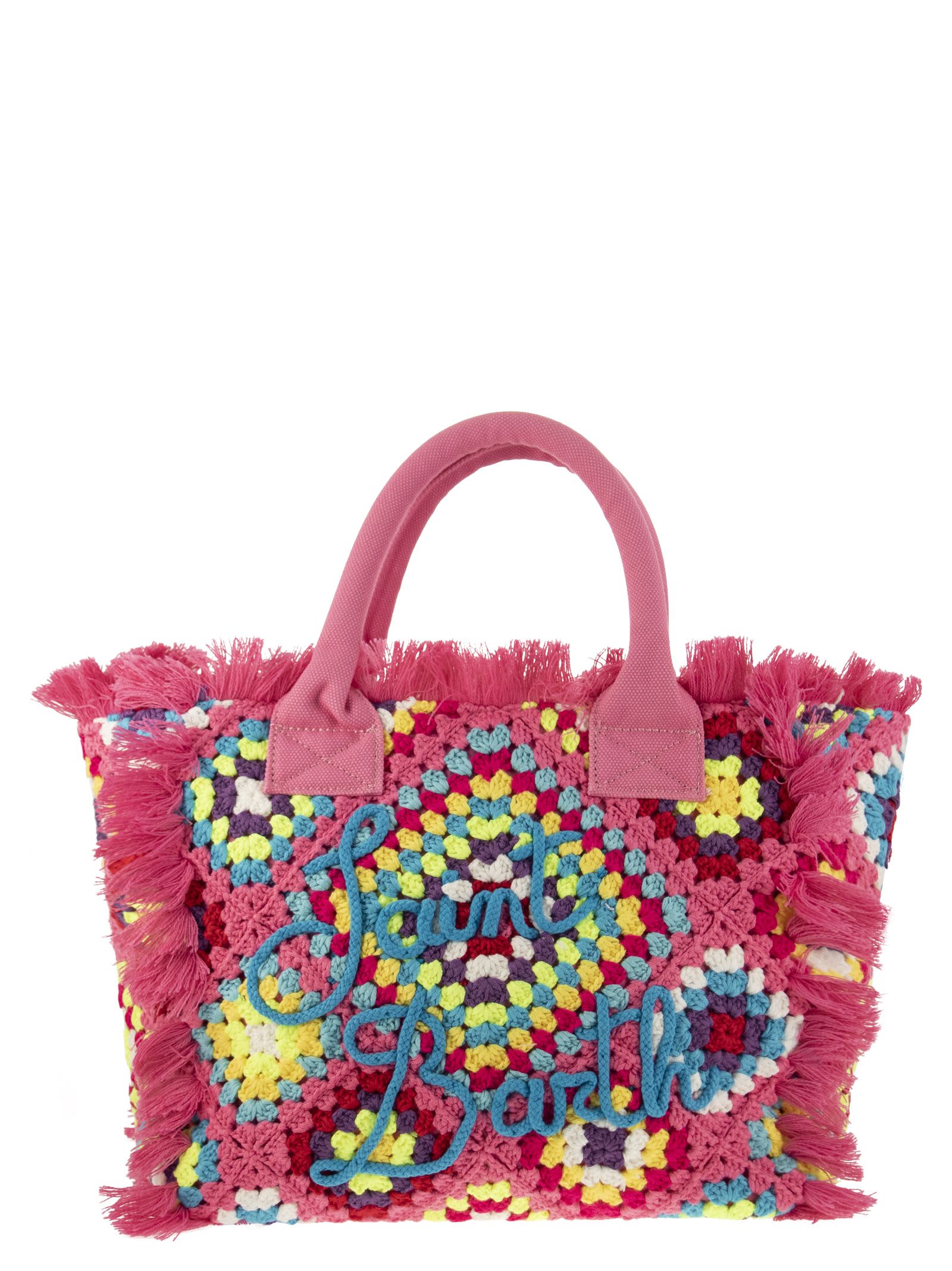 MC2 Saint Barth Woven-Logo Crochet Tote Bag - Pink for Women
