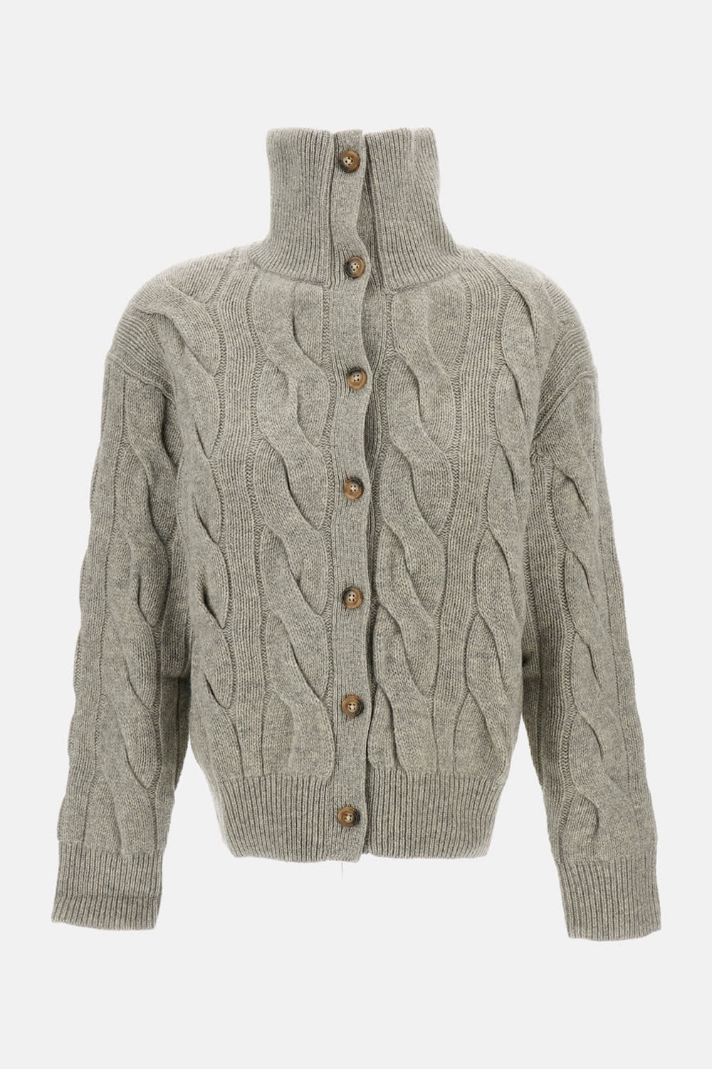 Polo Ralph Lauren Cable-knit Wool-cashmere Cardigan In Gray