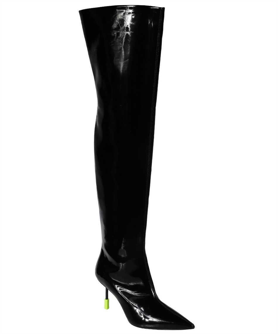 Msgm Patent-leather Pointed-toe Boots In Black