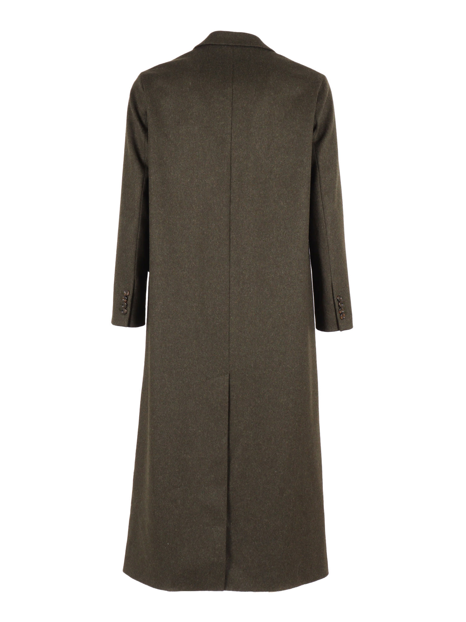 Aspesi Mid-length Tailored Coat With Structured Collar In Green