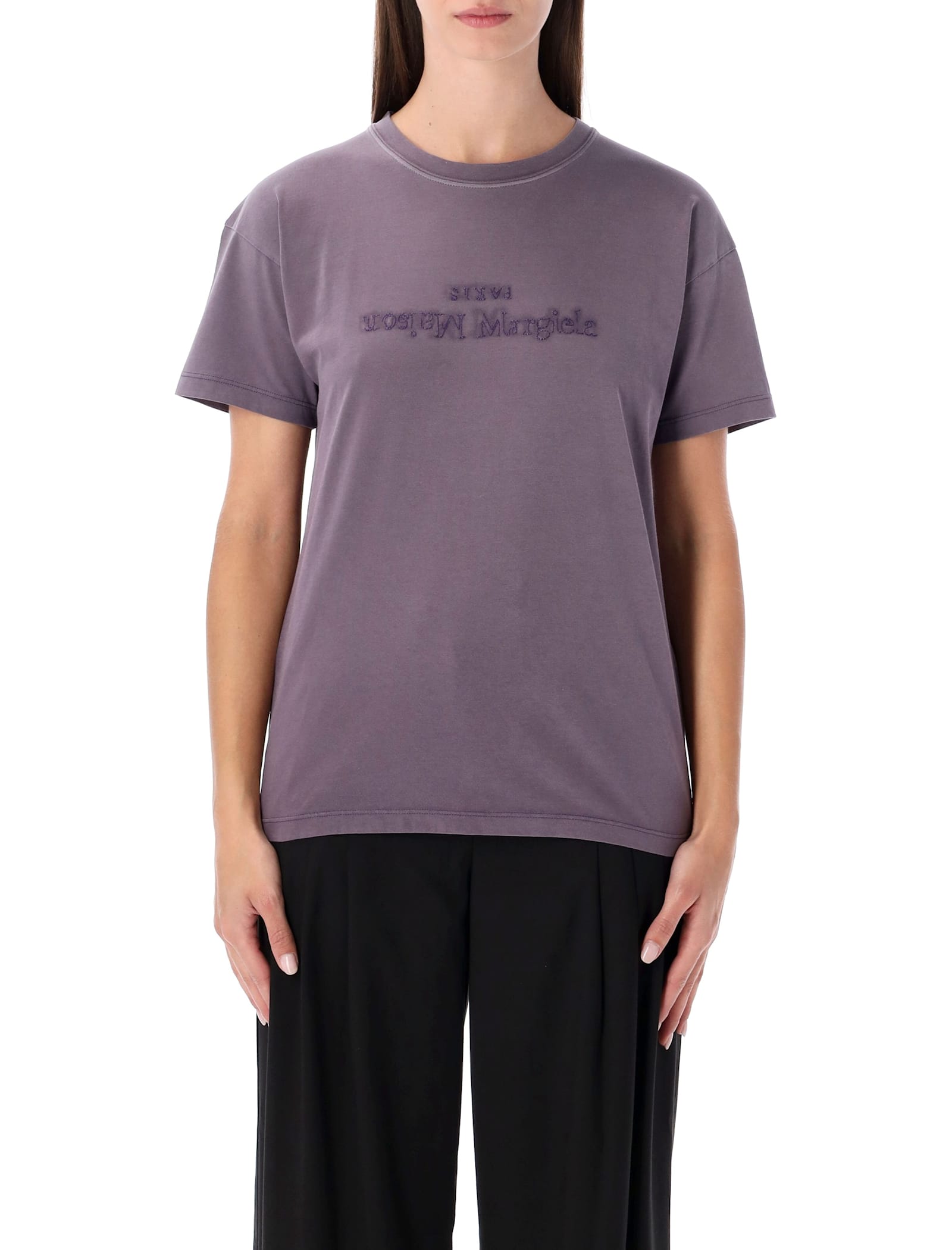 Maison Margiela Reverse Logo Cotton T-shirt In Purple