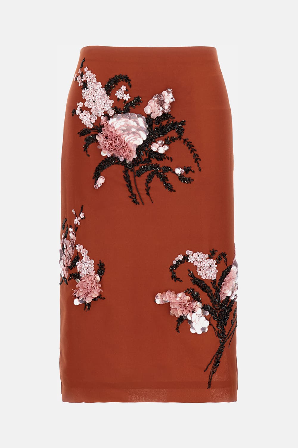 Des_phemmes Sequin-embellished Side-slit Skirt In Brown