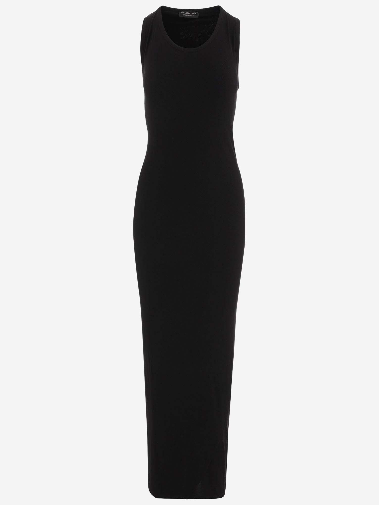 Shop Balenciaga Stretch Viscose Long Dress In Black