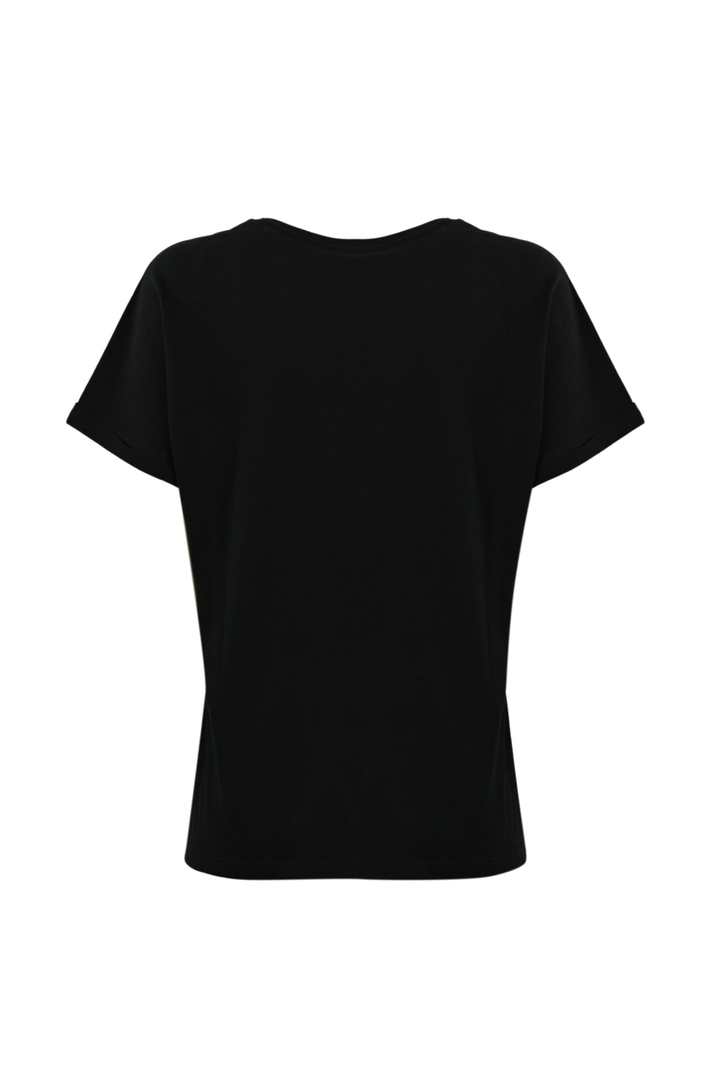 Shop Twinset T-shirt With Label And Rhinestones In Nero