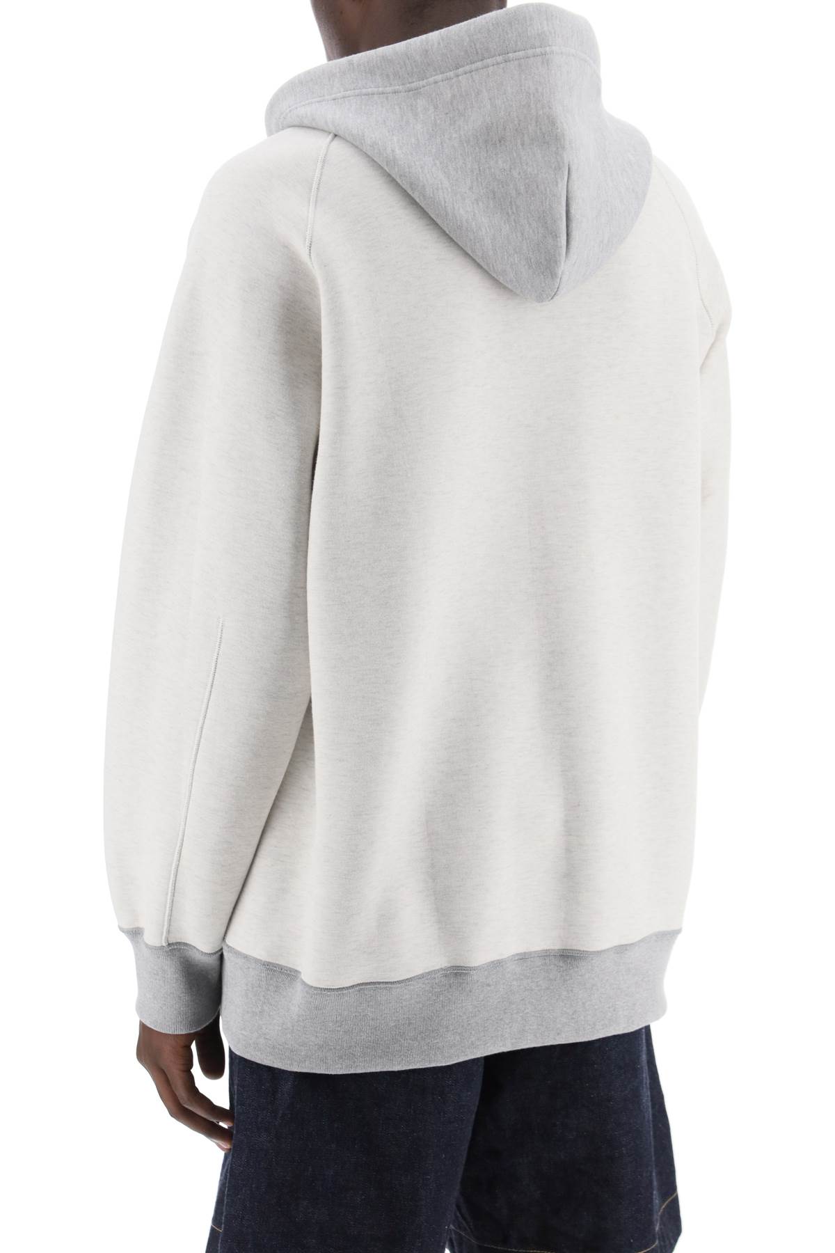 Shop Sacai Hooded Sweatshirt With Reverse In White (grey)