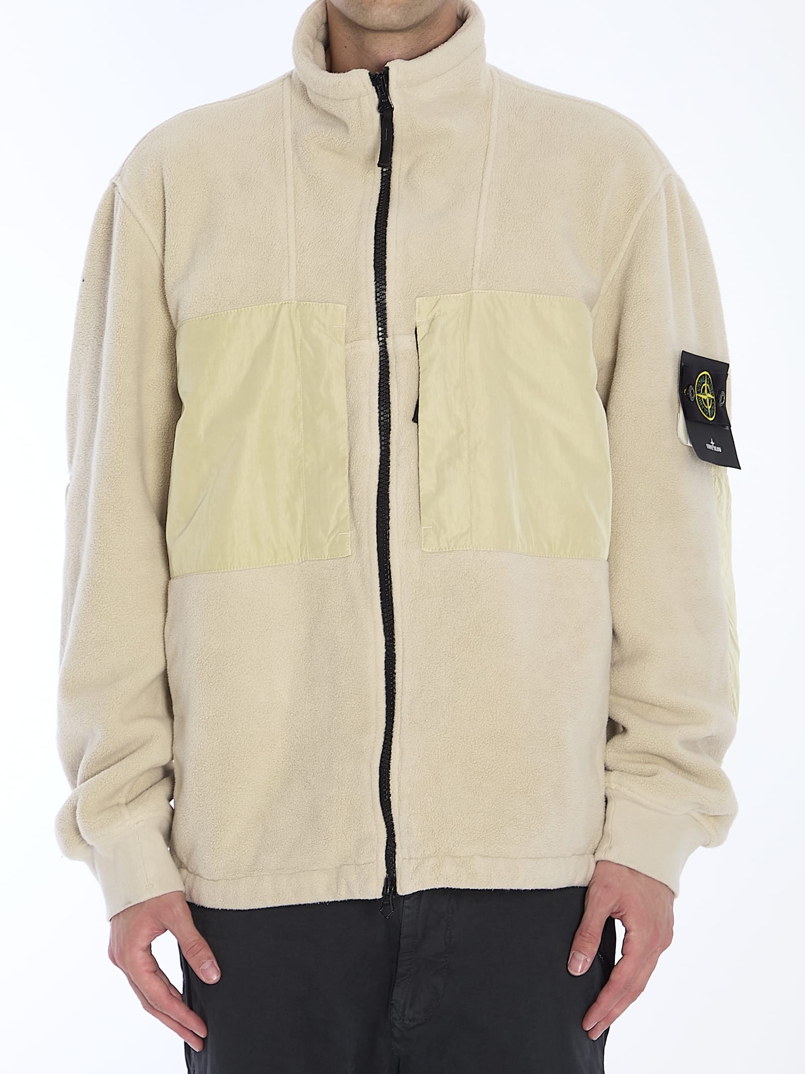 Shop Stone Island Teddy-effect Jacket In Beige