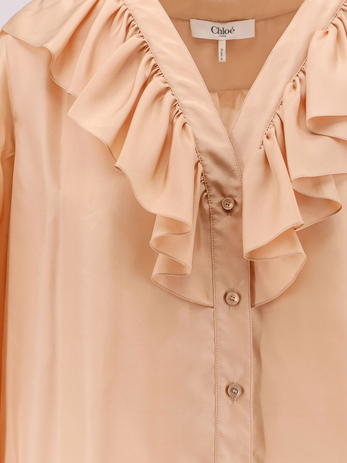 Shop Chloé Silk Shirt With Rouches