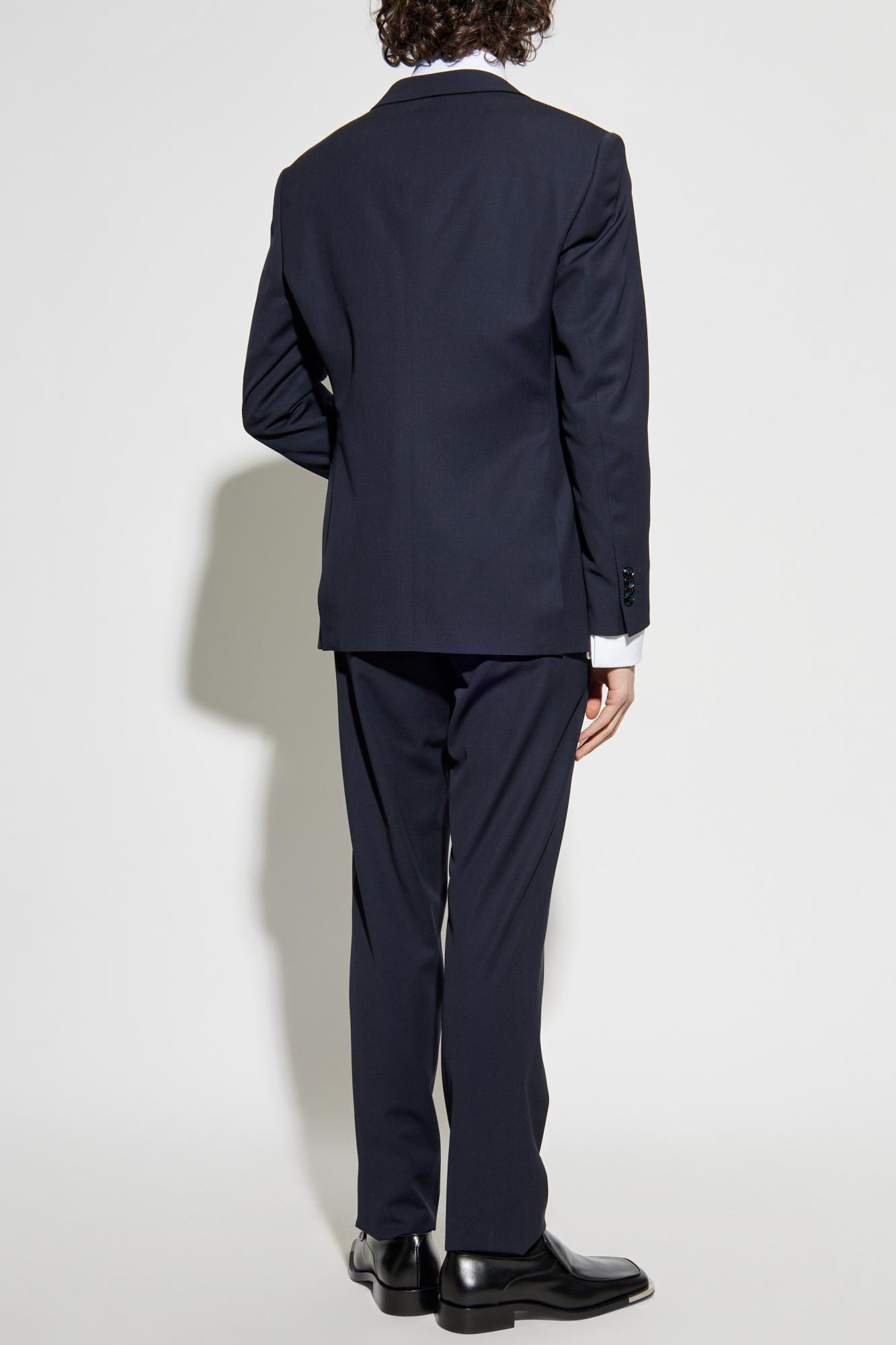 Giorgio Armani Wool Suit With Flap Pockets And Notch Lapel