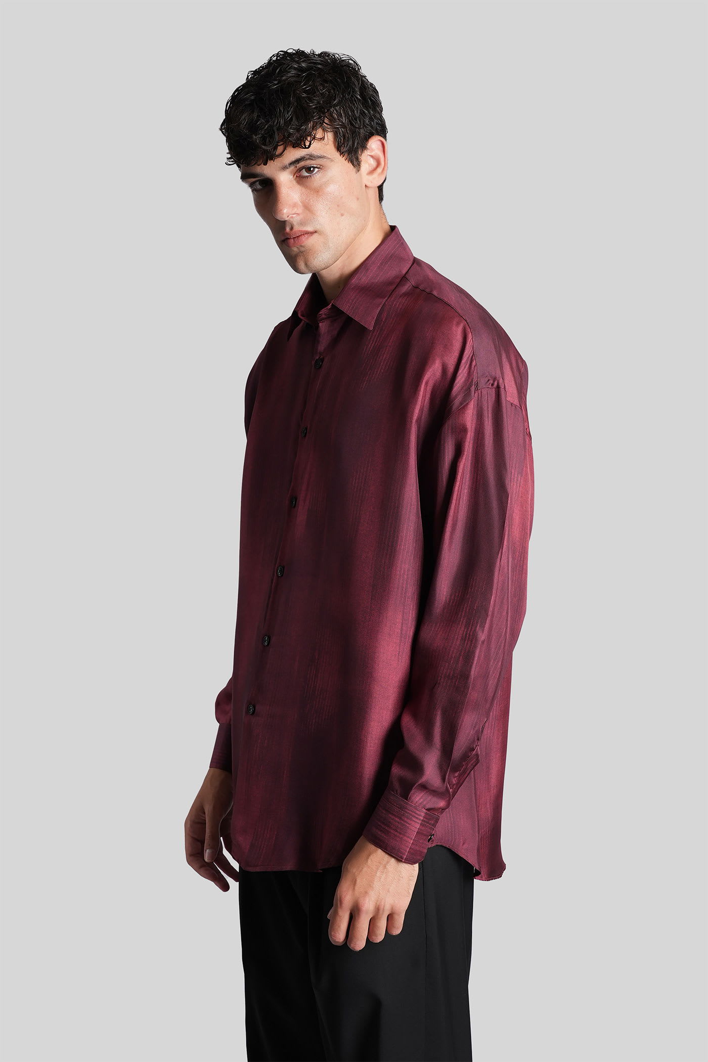 Costumein Valentino Shirt In Bordeaux Silk In Burgundy