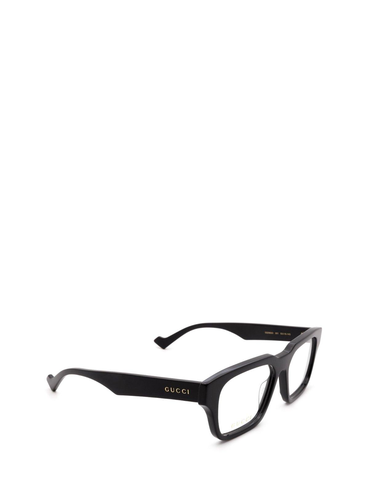 Shop Gucci Square Frame Glasses In 001 Black Black Transpare