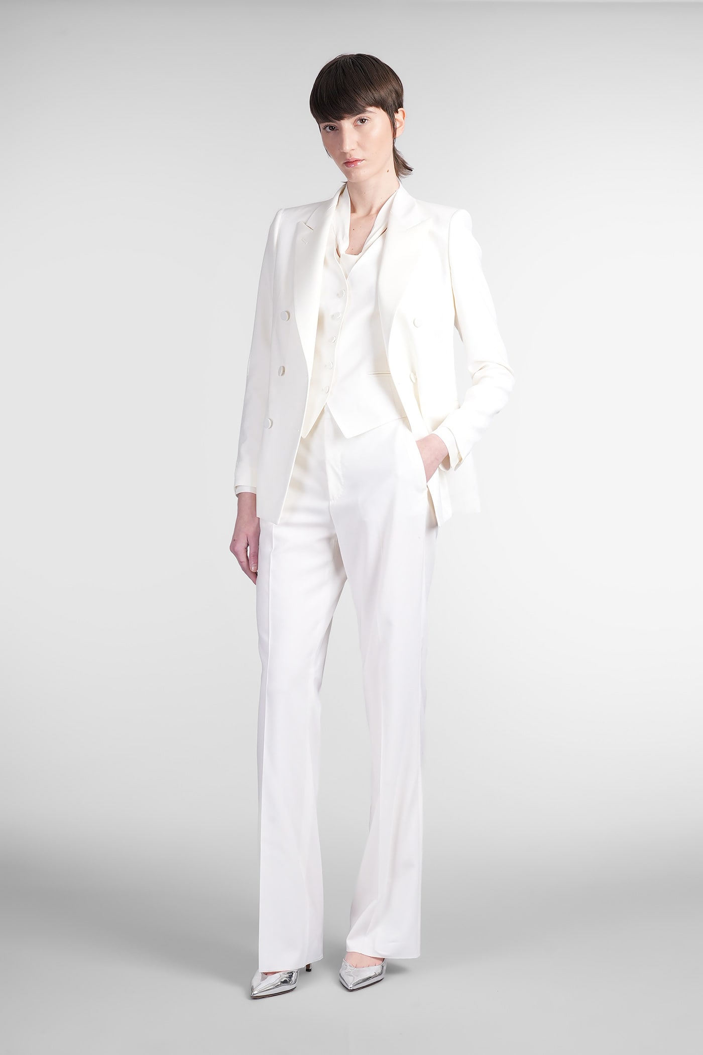 TAGLIATORE GISELLE VEST IN WHITE WOOL