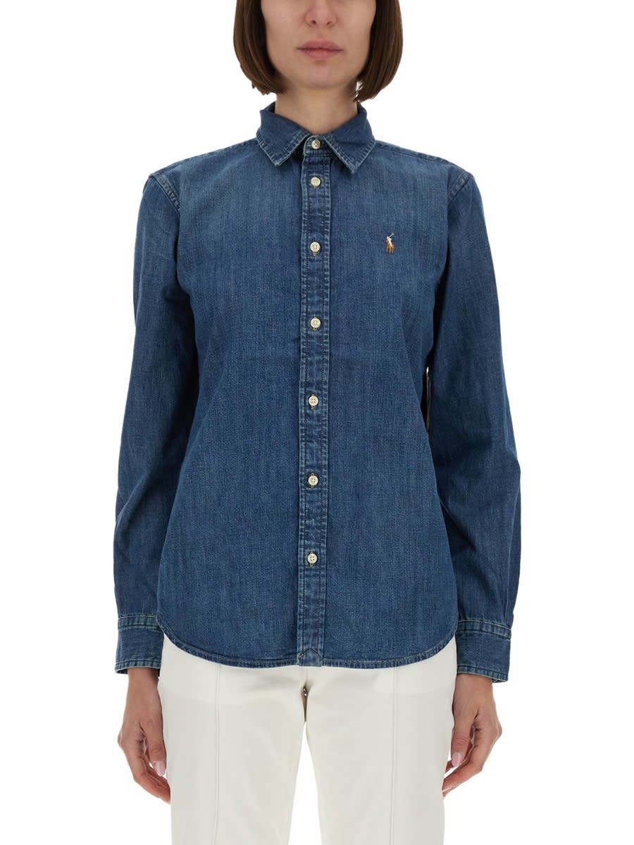 Polo Ralph Lauren Denim Shirt In Brown