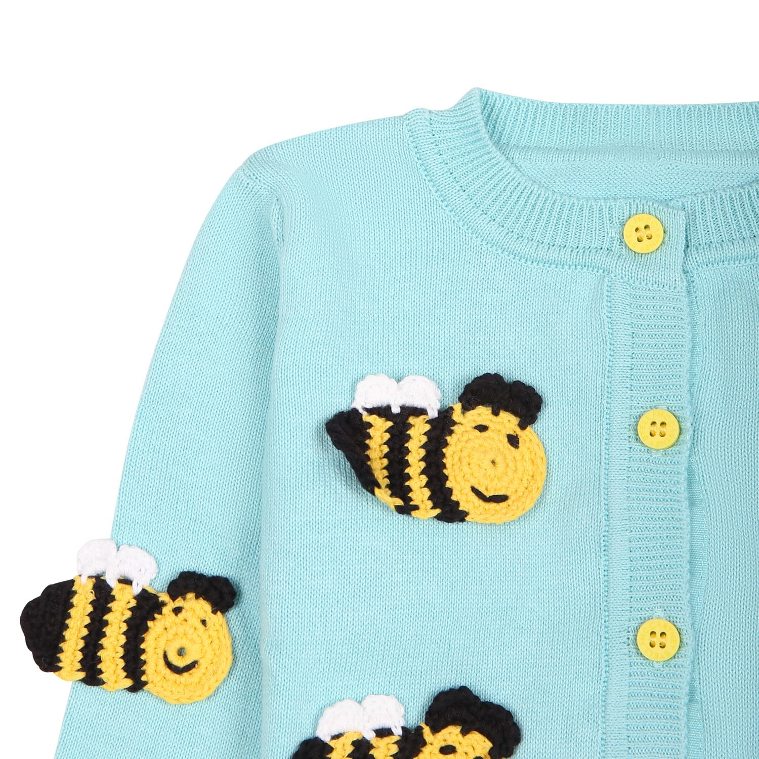 Shop Stella Mccartney Light Blue Cardigan For Baby Girl With Bees