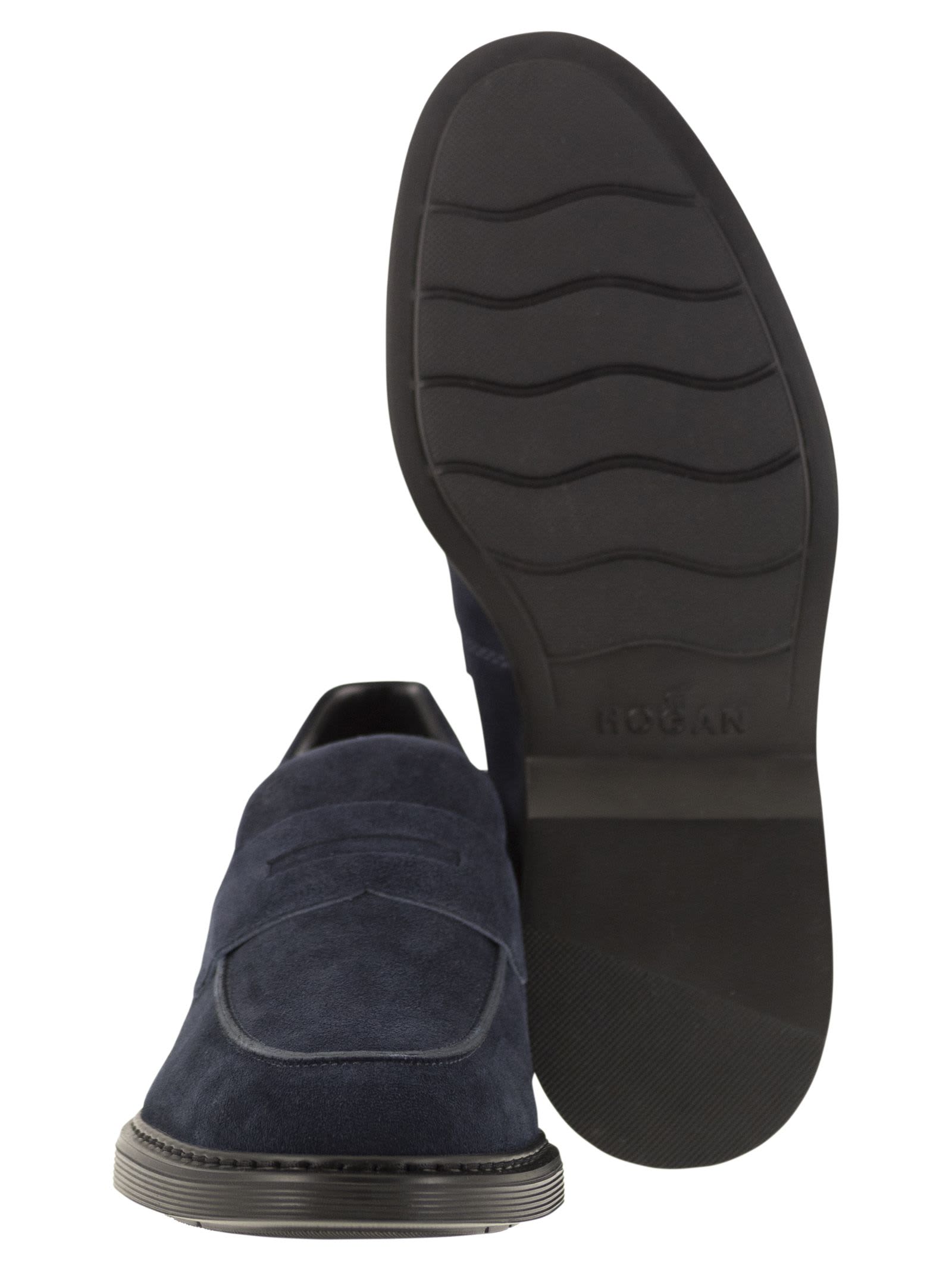 Shop Hogan H576 - Suede Loafer In Blue