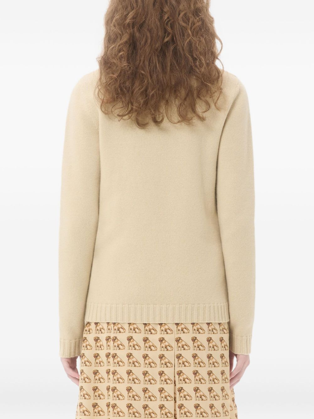 Valentino Graphic Print Long Sleeve Crew Neck Knitwear In Neutral