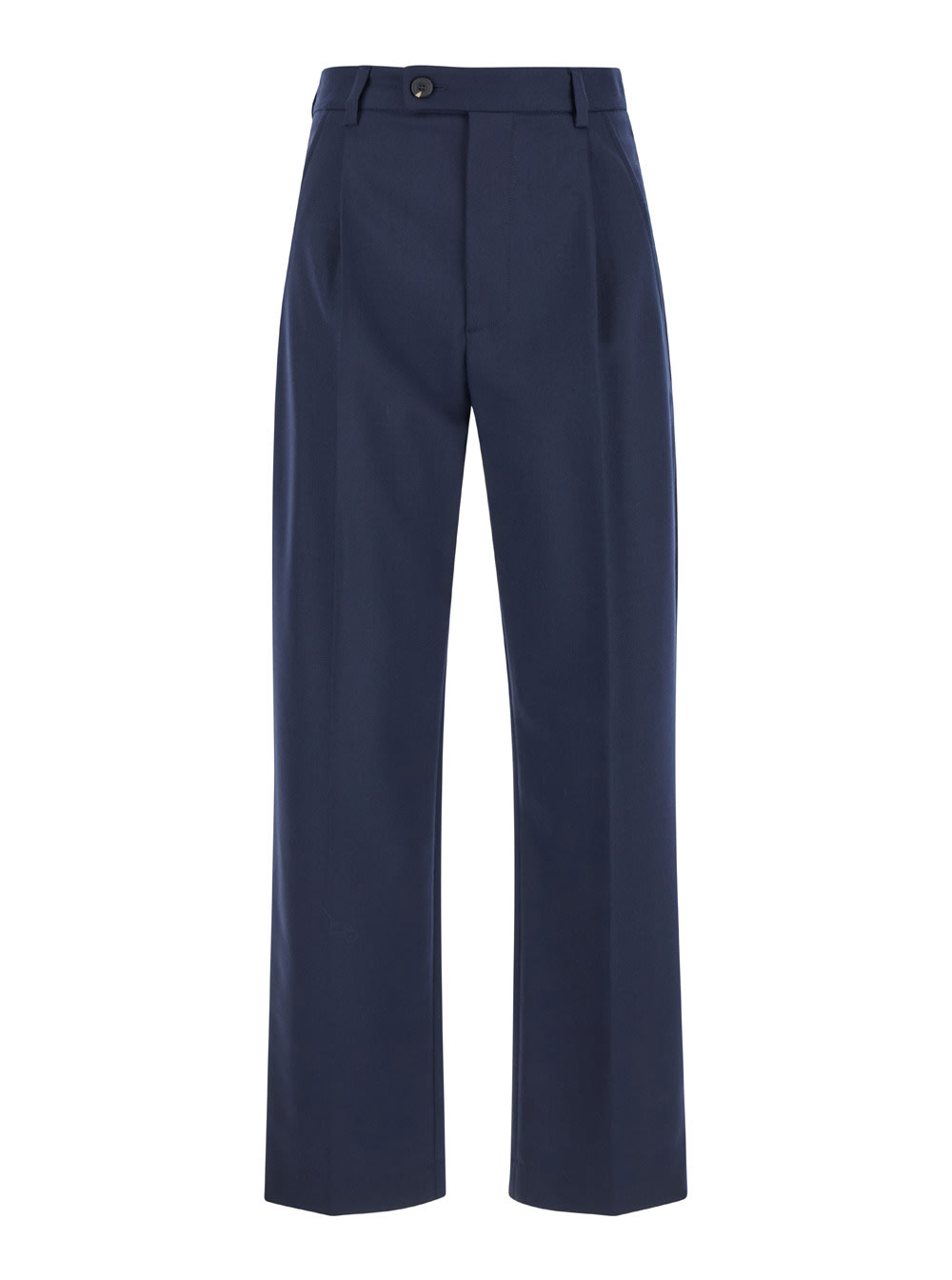 mia Blue Pants With Belt Loops And Pences In Wool Blend Stretch Woman