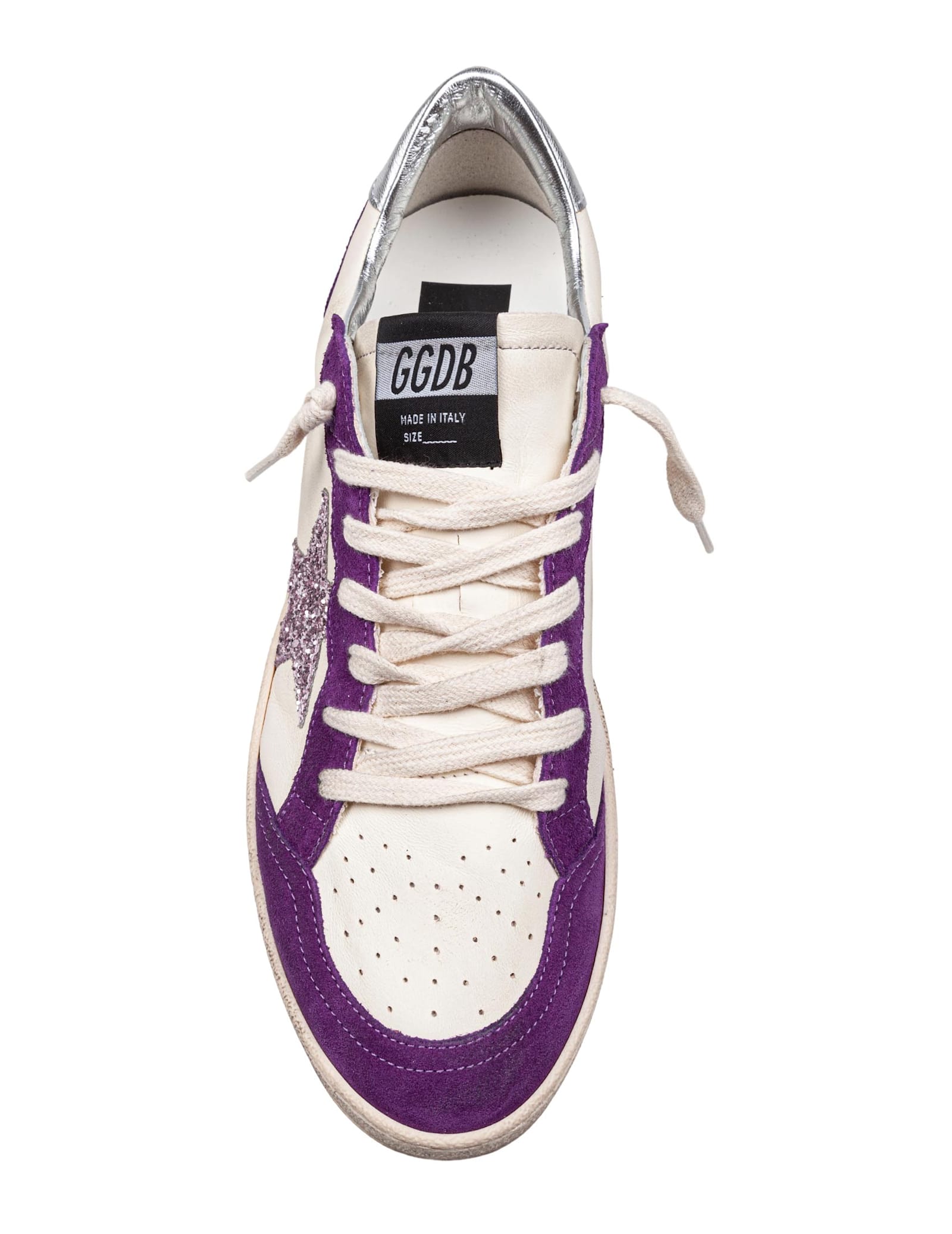 GOLDEN GOOSE GOLDEN GOOSE BALLSTAR SNEAKERS IN LEATHER AND SUEDE COLOR WHITE AND PURPLE