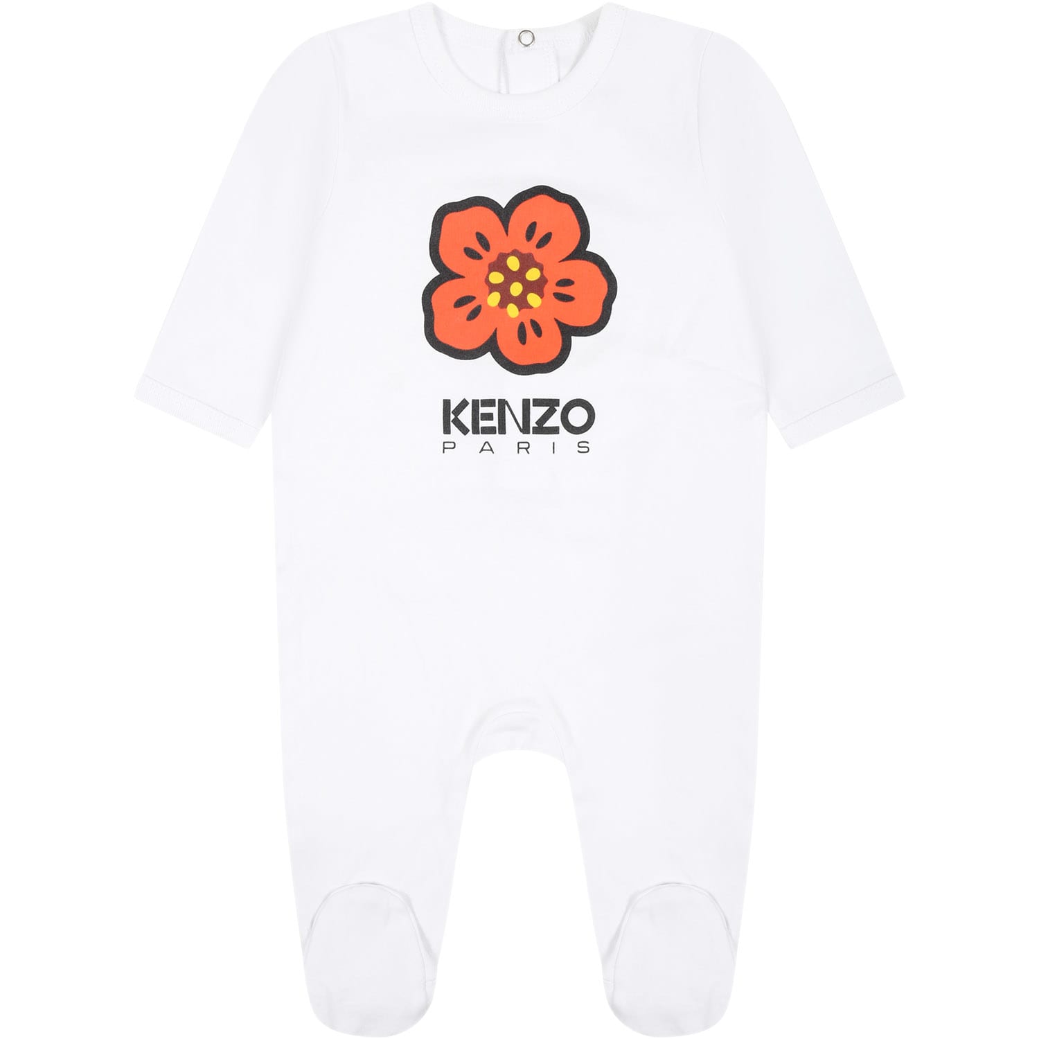 Shop Kenzo Multicolor Babygrows Set For Baby Boy With Logo In Bianco