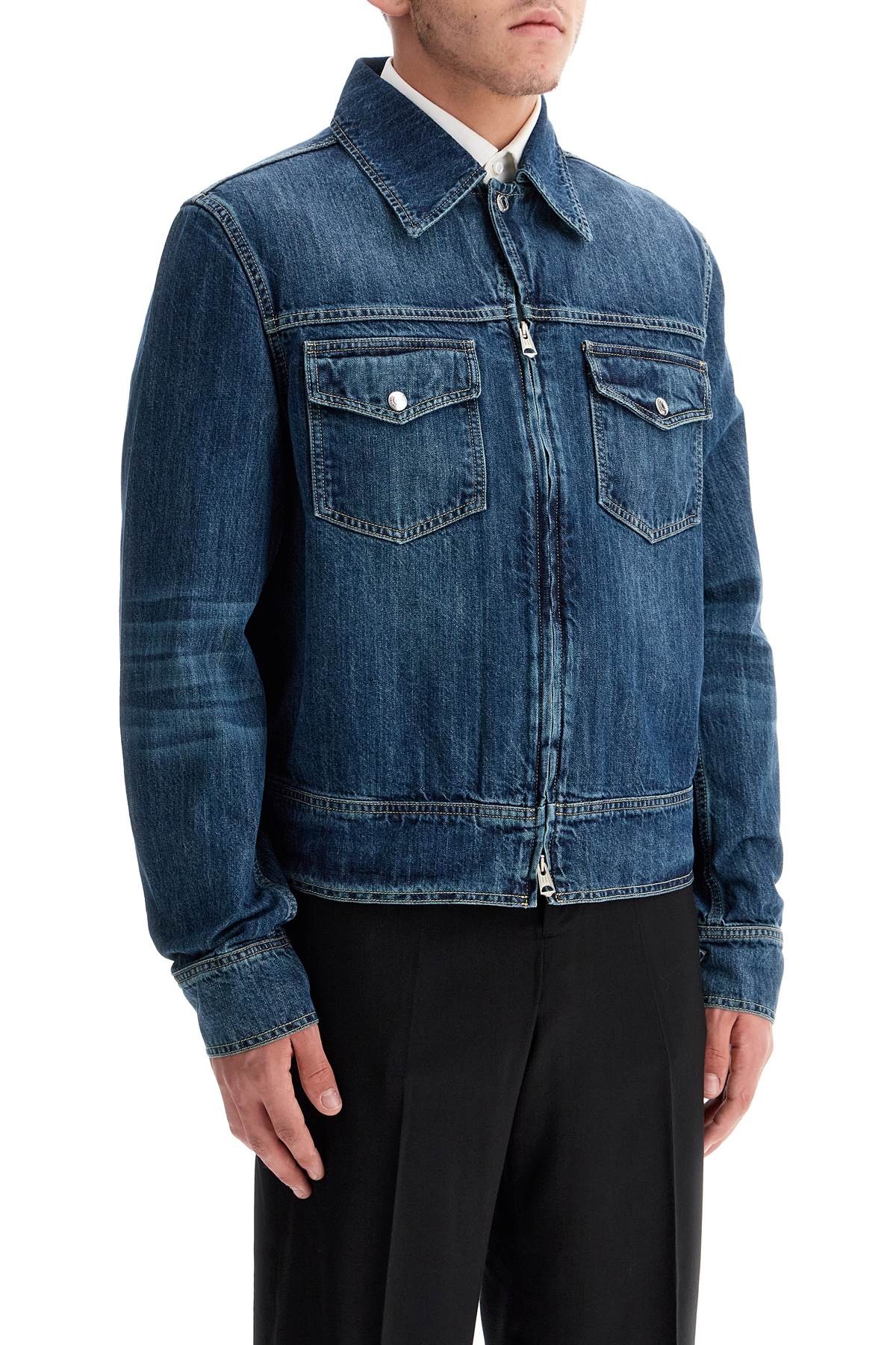 Shop Our Legacy Denim Trucker Jacket For In Vintage Denim (blue)