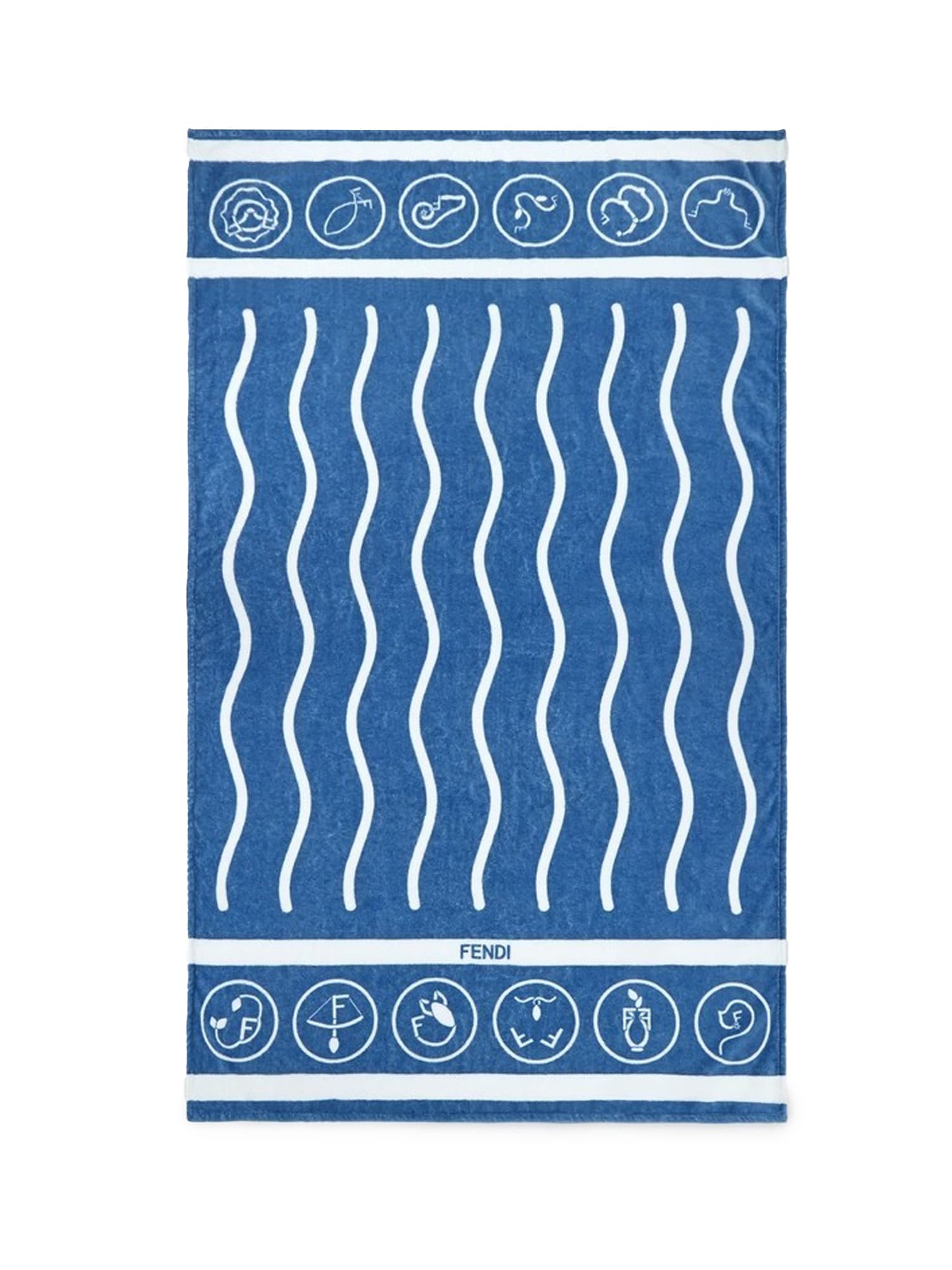 Shop Fendi Astrology Beach Towel In Blue