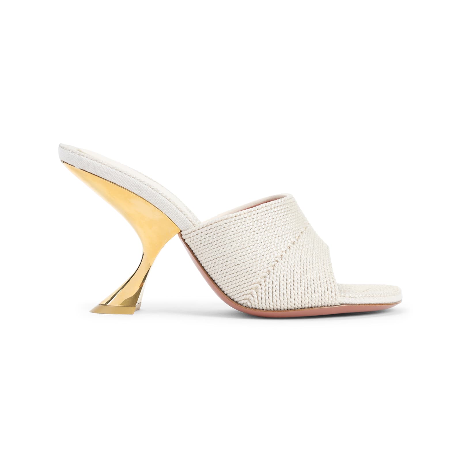 Amina Muaddi Taylor Woven 90 Slipper Sandals In Gold