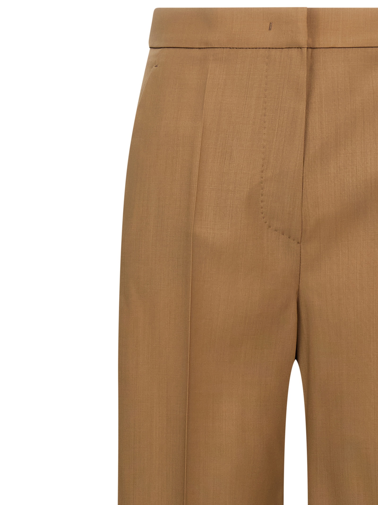 Max Mara High-waist Trousers In Virgin Wool In Brown