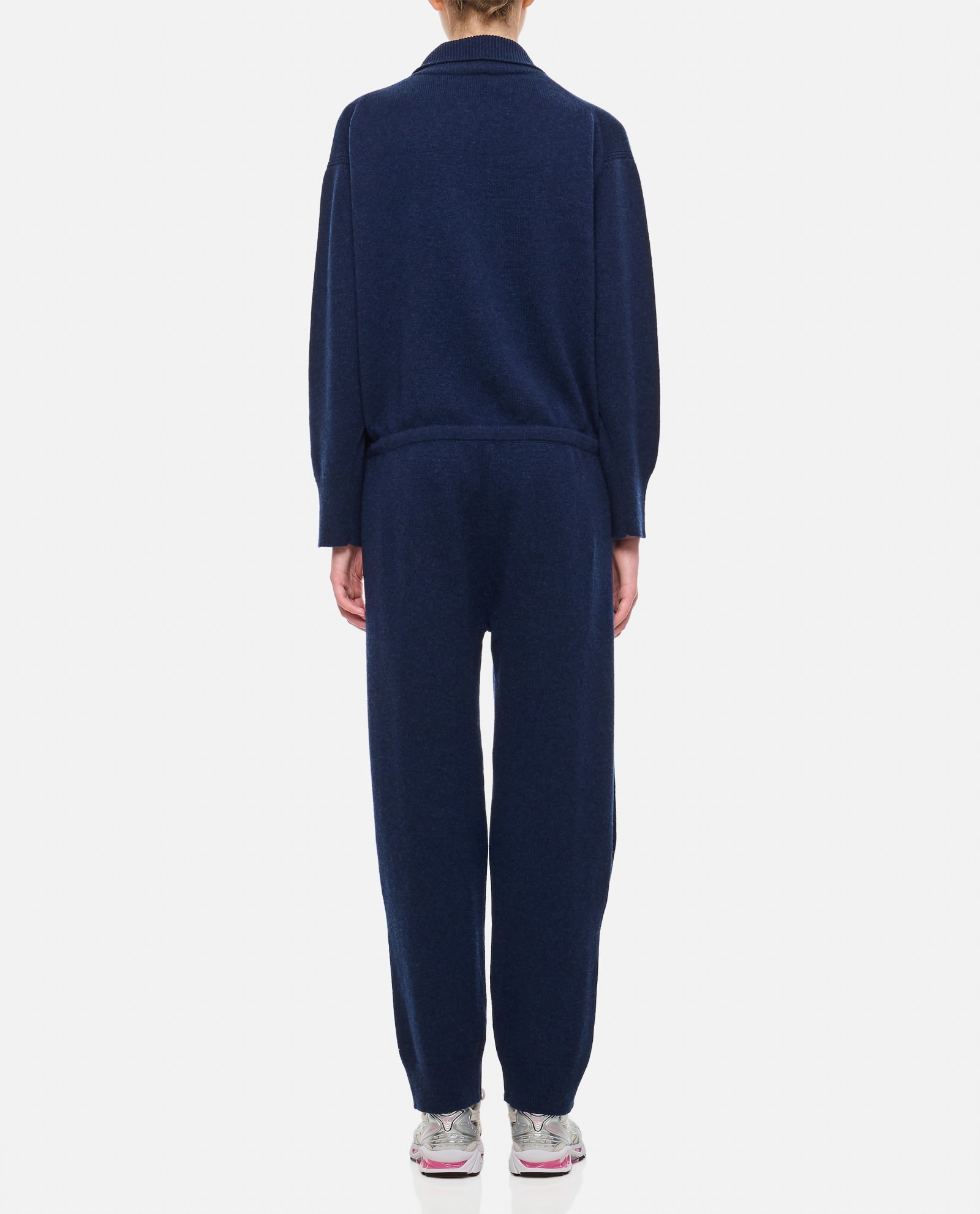 Shop Barrie Cashmere Front Buttoned Jumpsuit In Blue