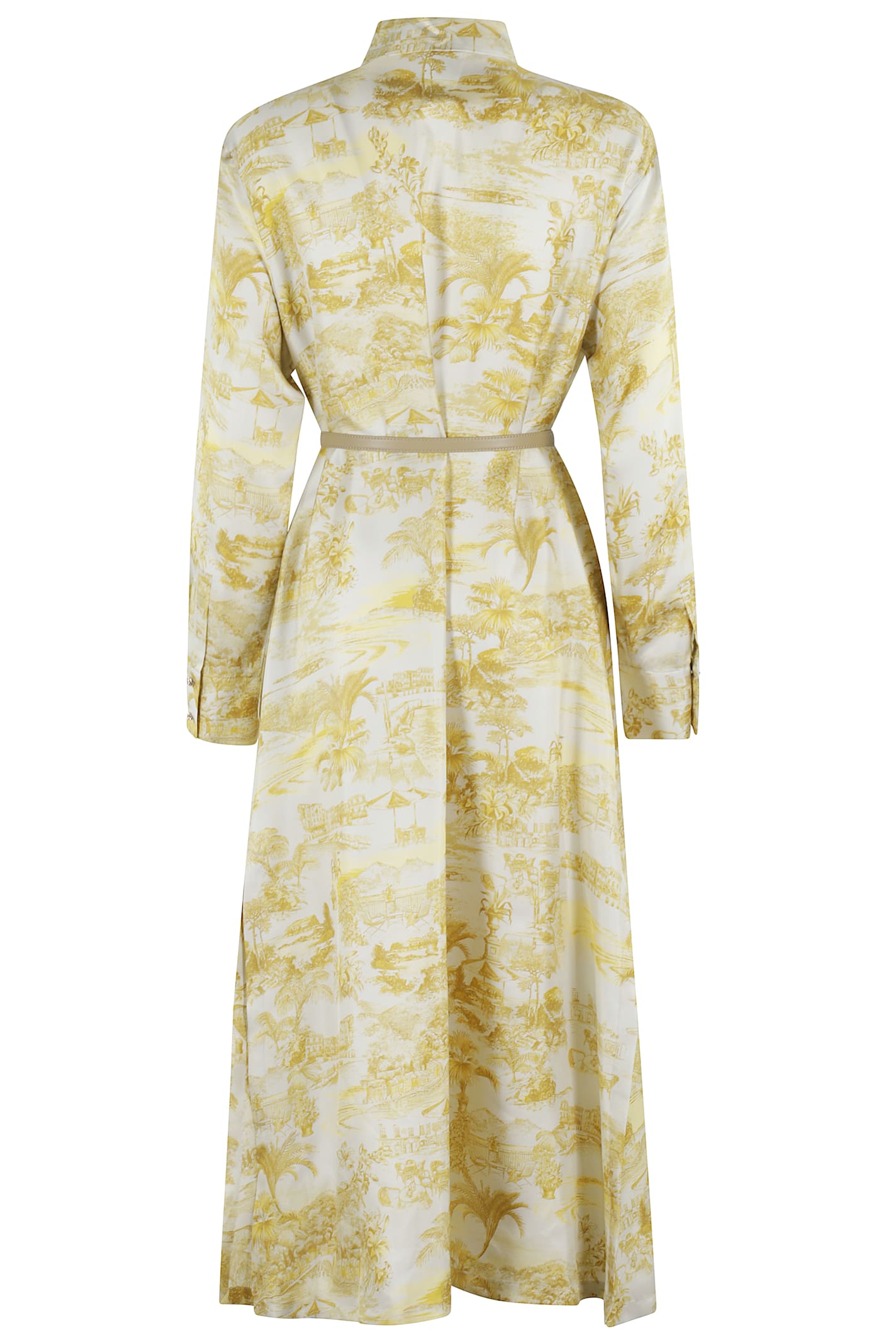 Max Mara Svelto All-over Patterned Belted Dress In Ocra