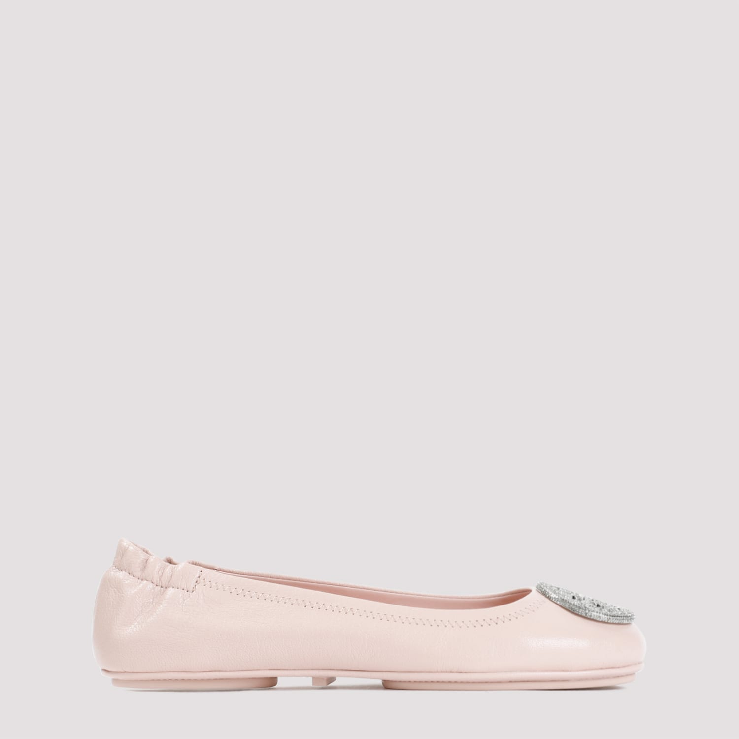 Shop Tory Burch Minnie Pave Ballerina In Shell Pink