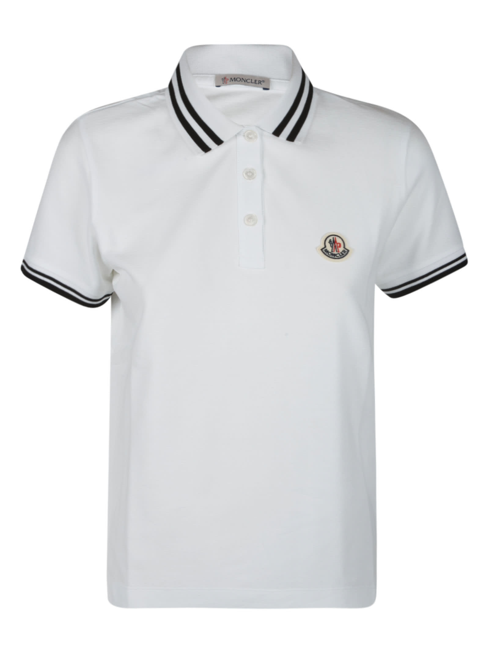 Moncler Logo Patched Stripe Trimmed Polo Shirt