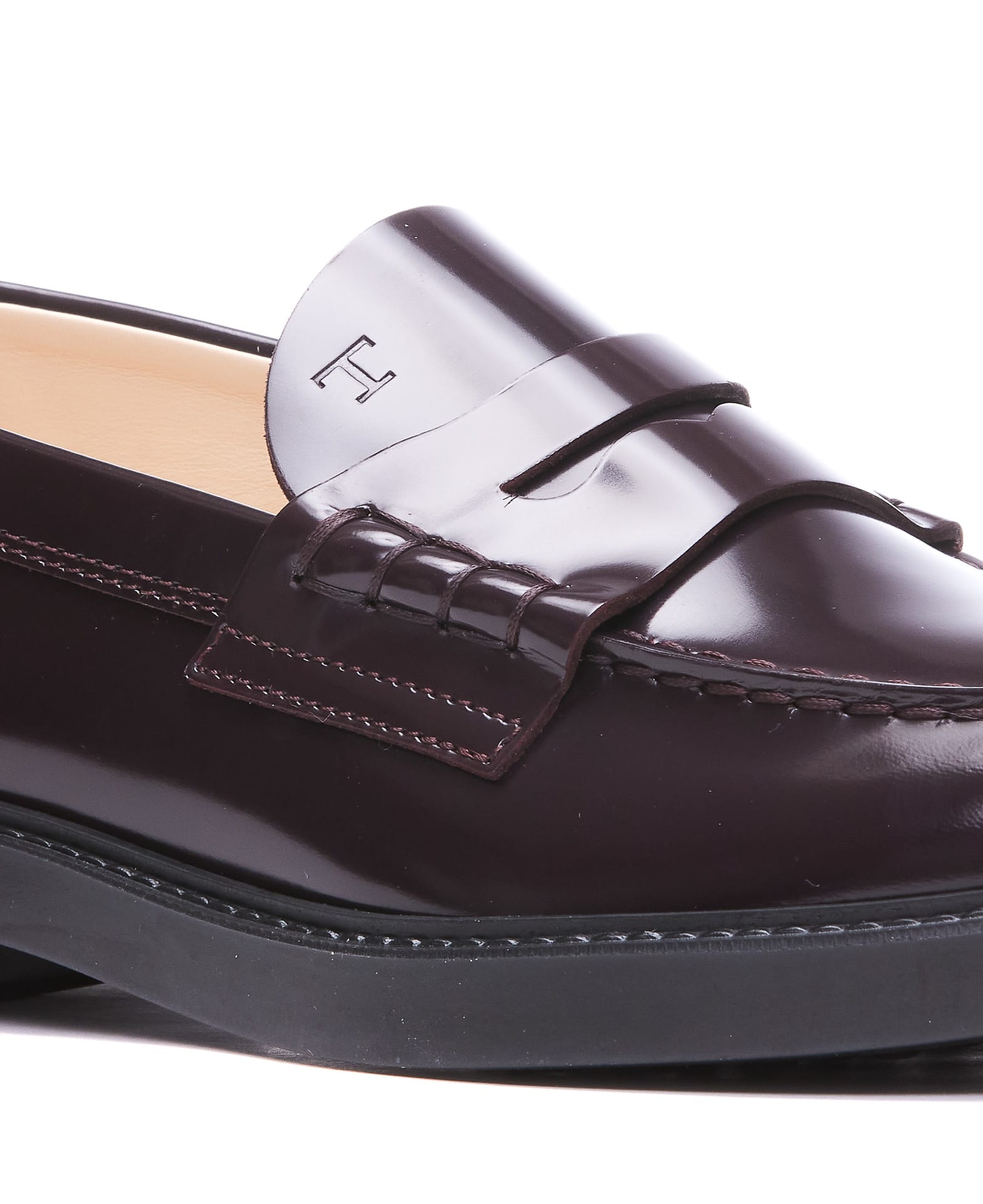 Shop Tod's Leather Loafers In Brule` Medio