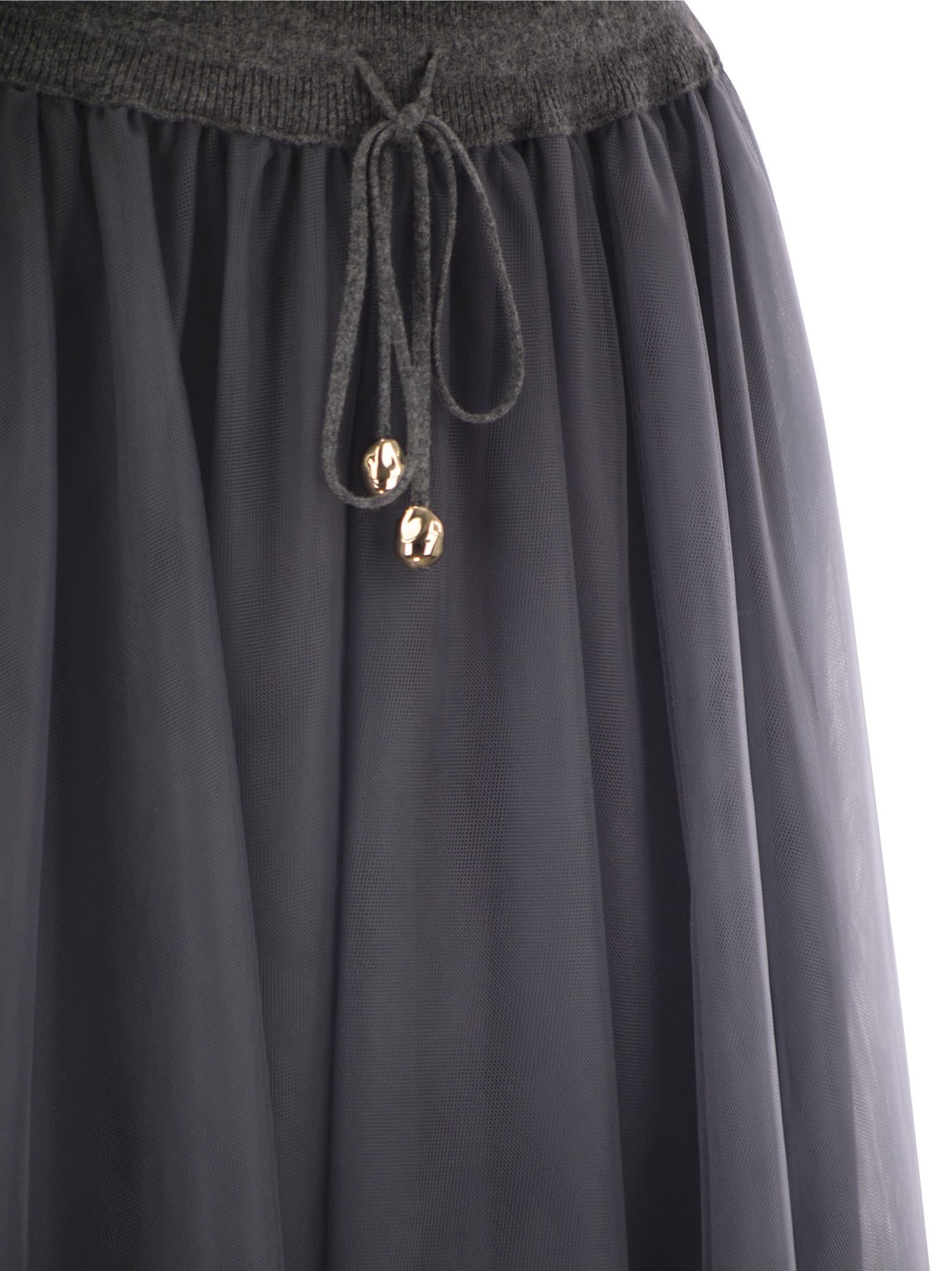 Fabiana Filippi Tulle Midi Skirt In Gray